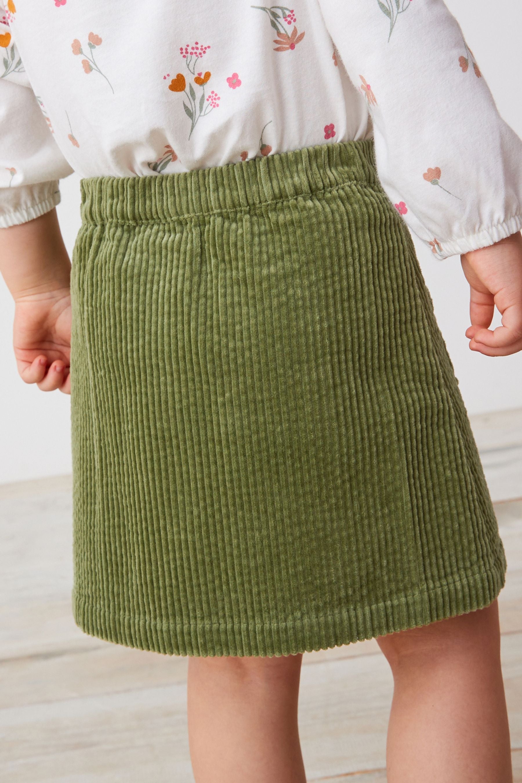 Green Cord Button Through Skirt (3mths-7yrs)