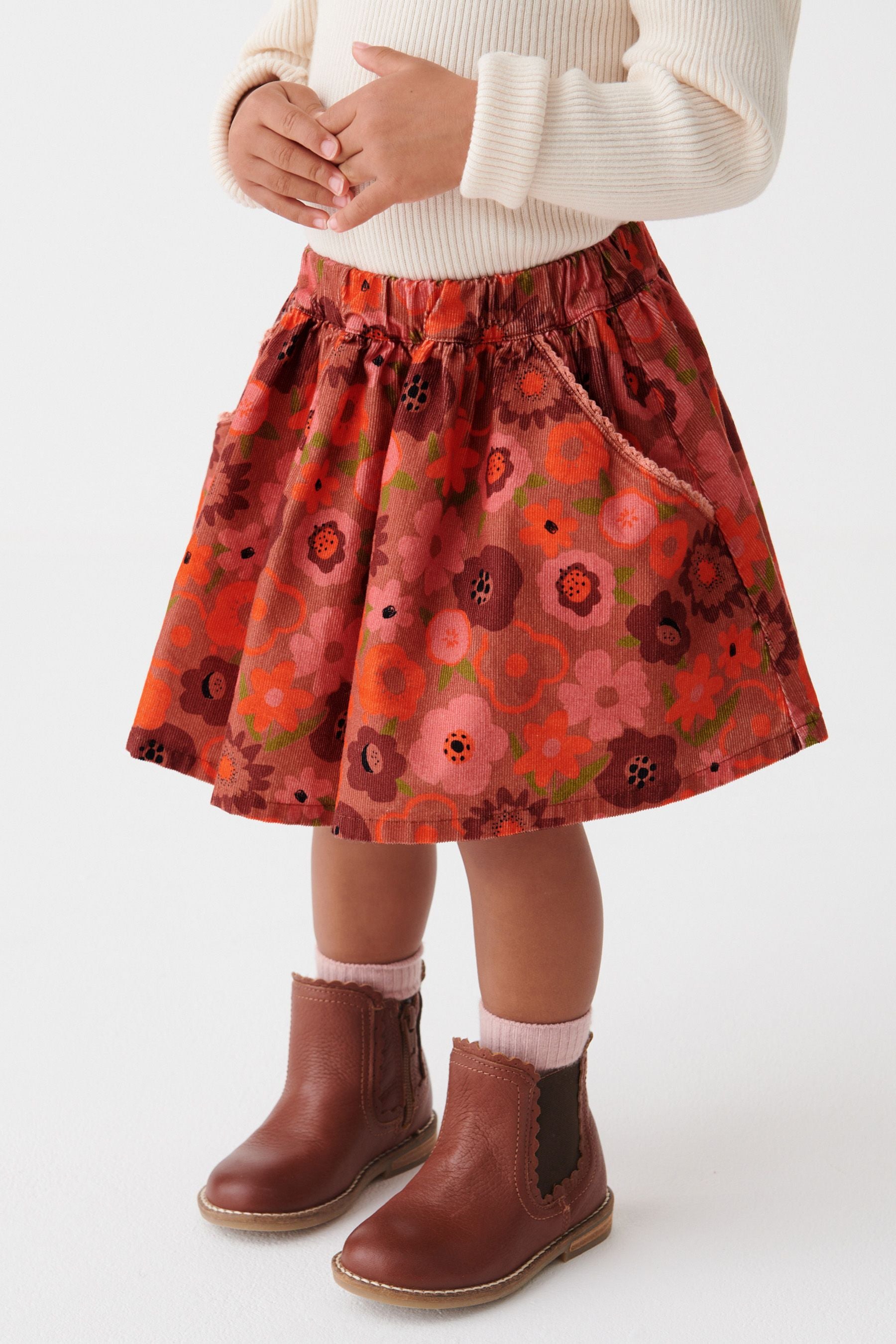 Orange Printed Cord Skirt (3mths-7yrs)