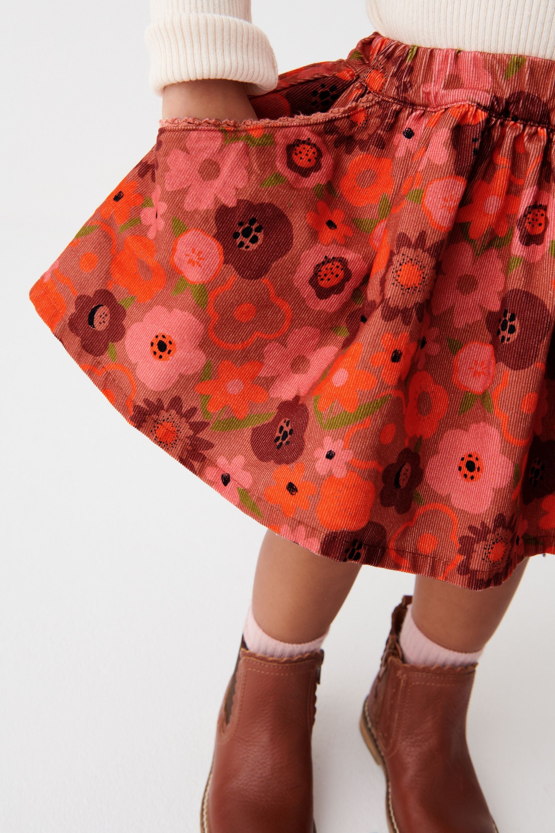 Orange Printed Cord Skirt (3mths-7yrs)