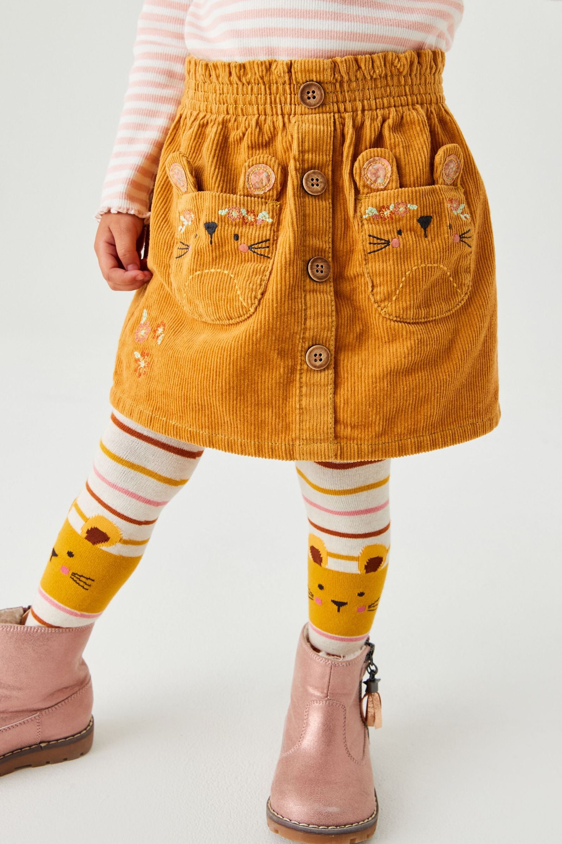 Ochre Yellow Cord Skirt & Tights Set (3mths-7yrs)