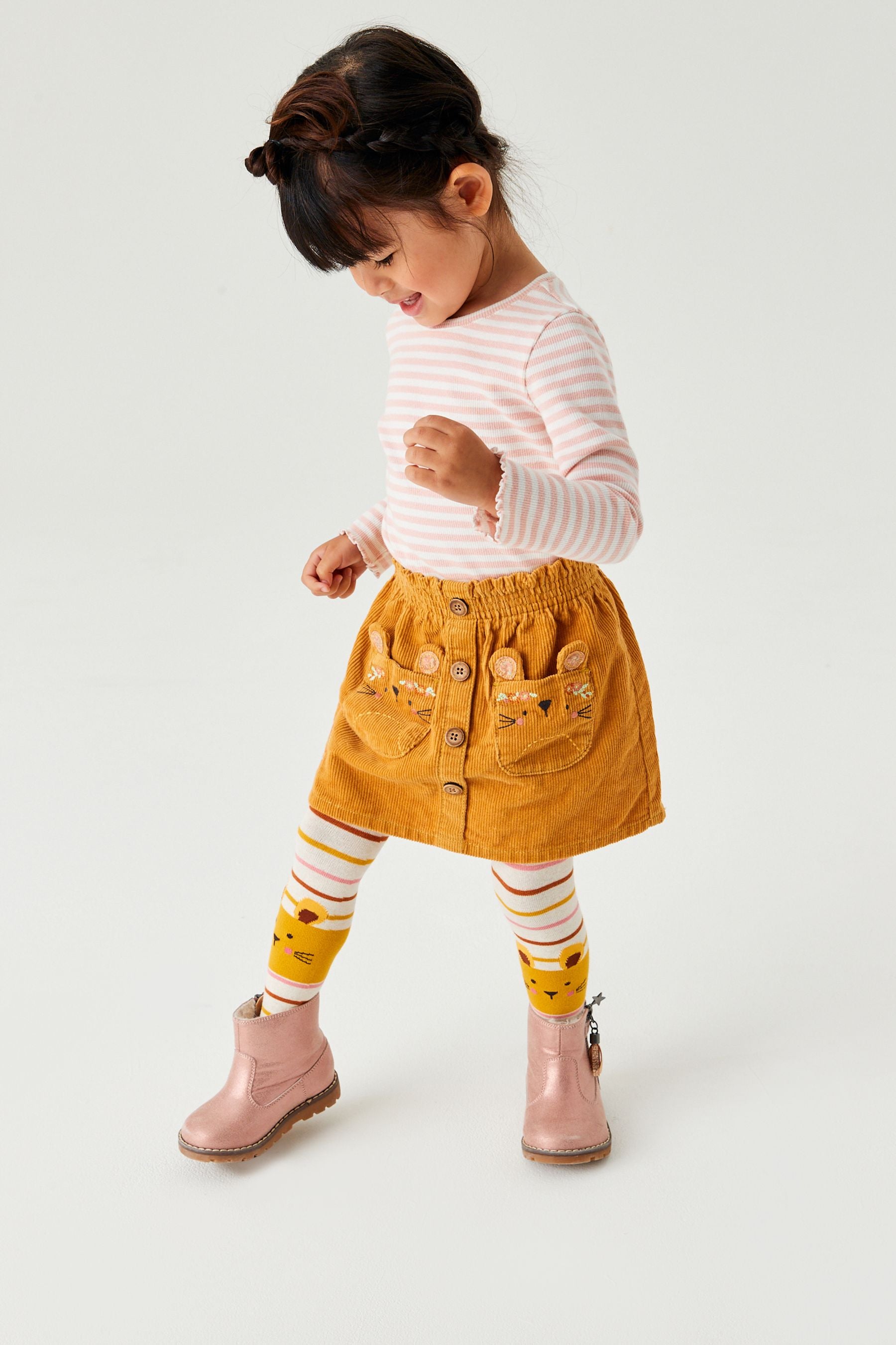 Ochre Yellow Cord Skirt & Tights Set (3mths-7yrs)