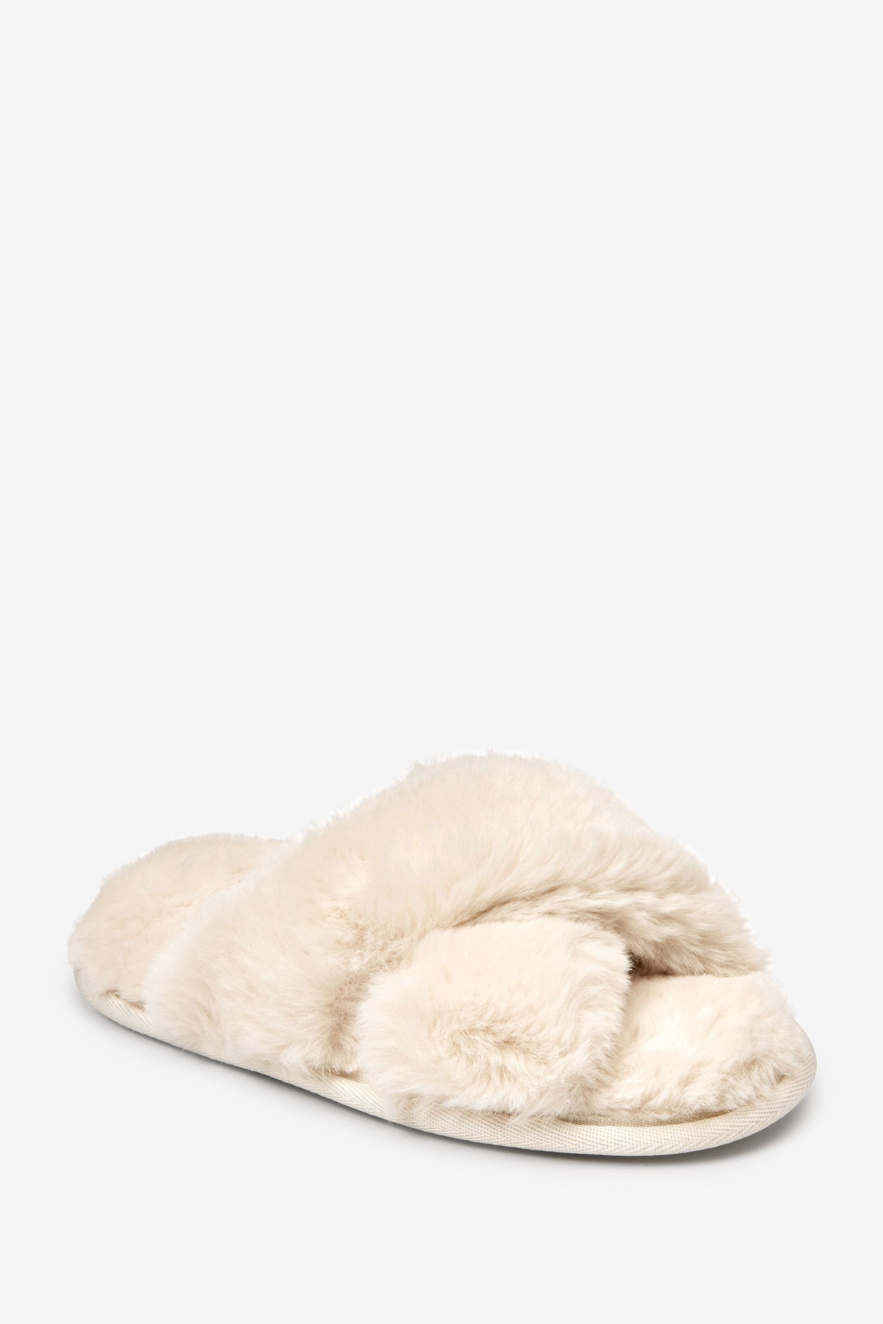 Cream Recycled Faux Fur Slider Slippers