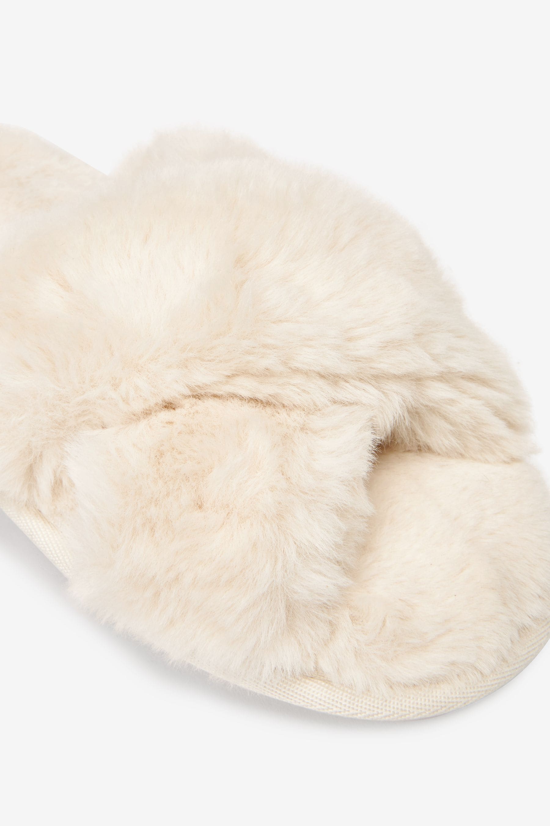 Cream Recycled Faux Fur Slider Slippers