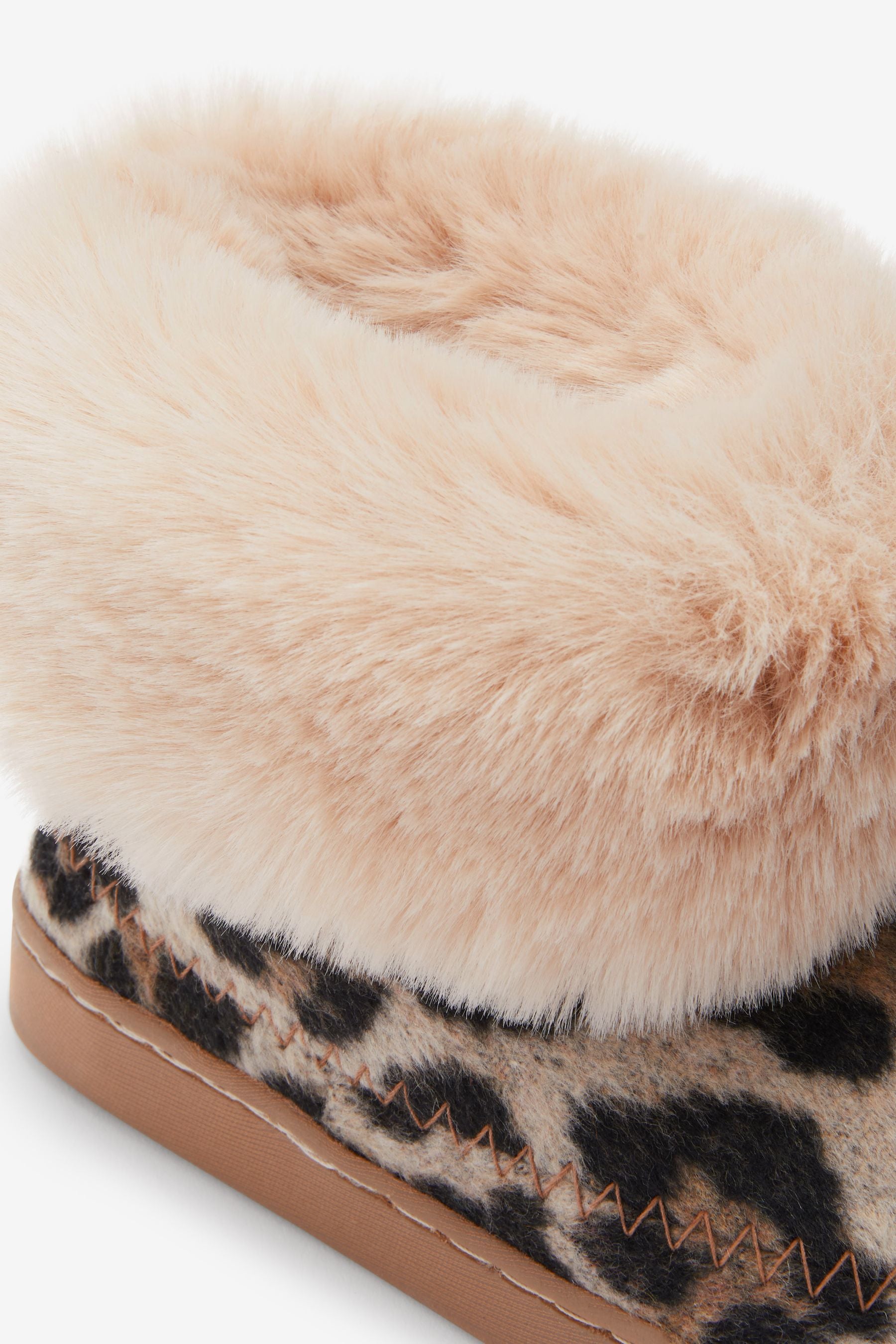 Animal Print Faux Fur Lined Slipper Boots