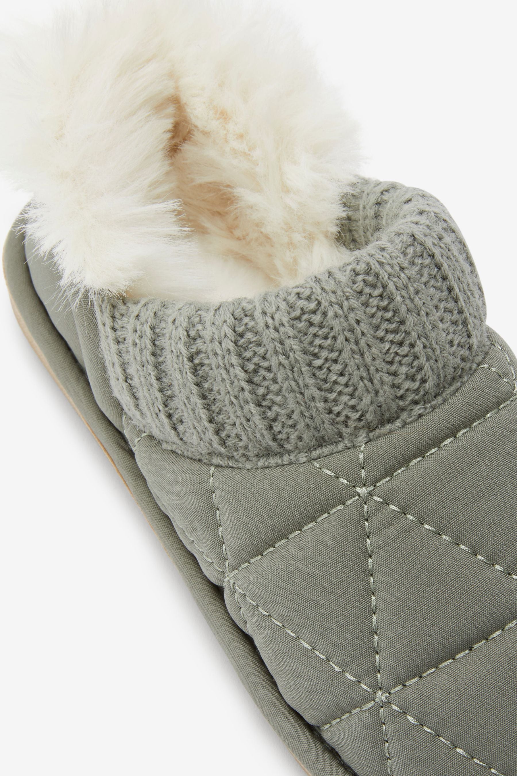 Sage Green Quilted Slippers