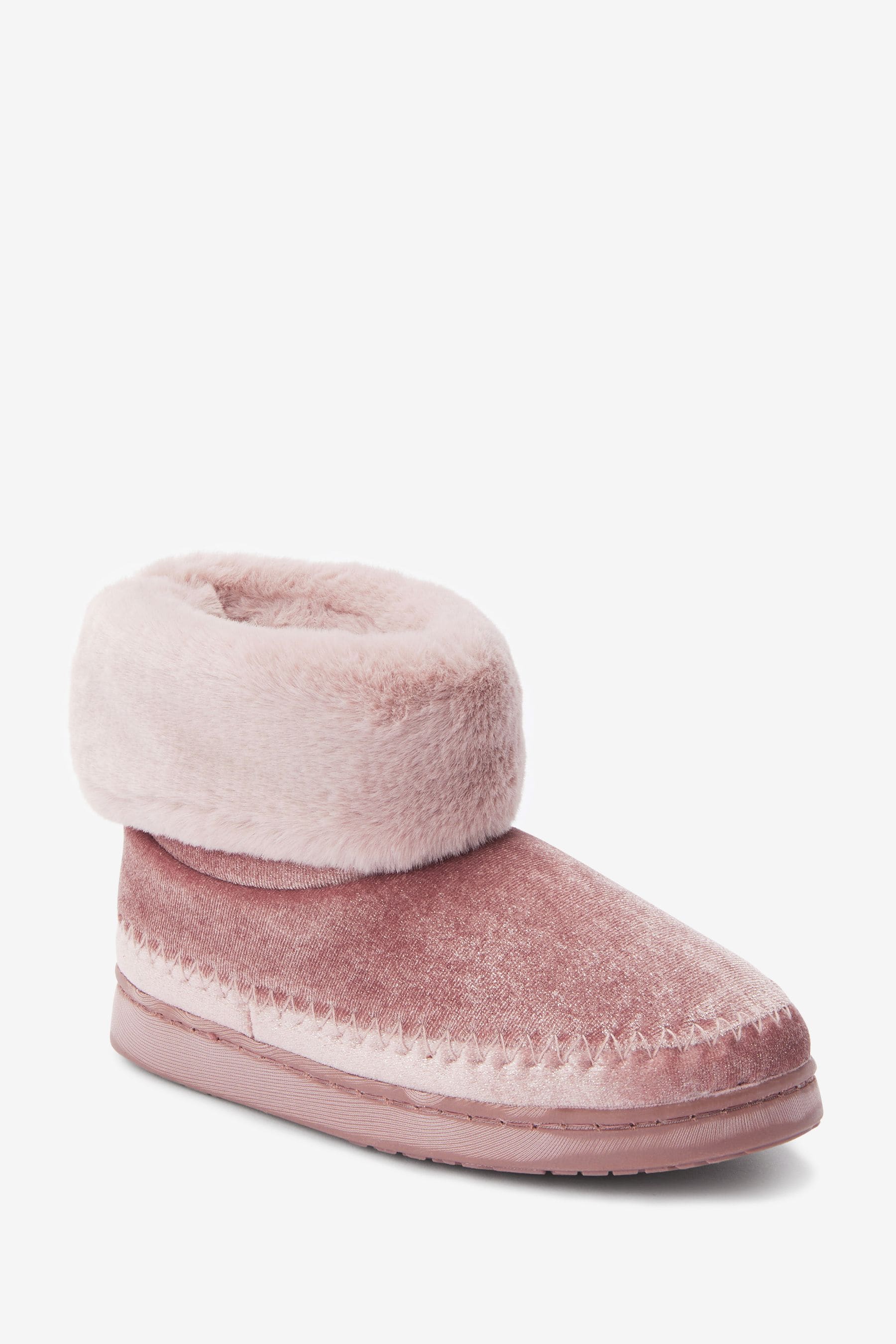 Pink Shimmer Faux Fur Lined Slipper Boots