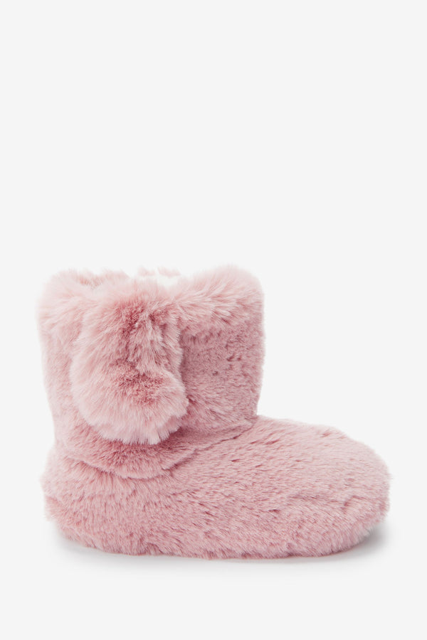 Pink Recycled Faux Fur Slipper Boots