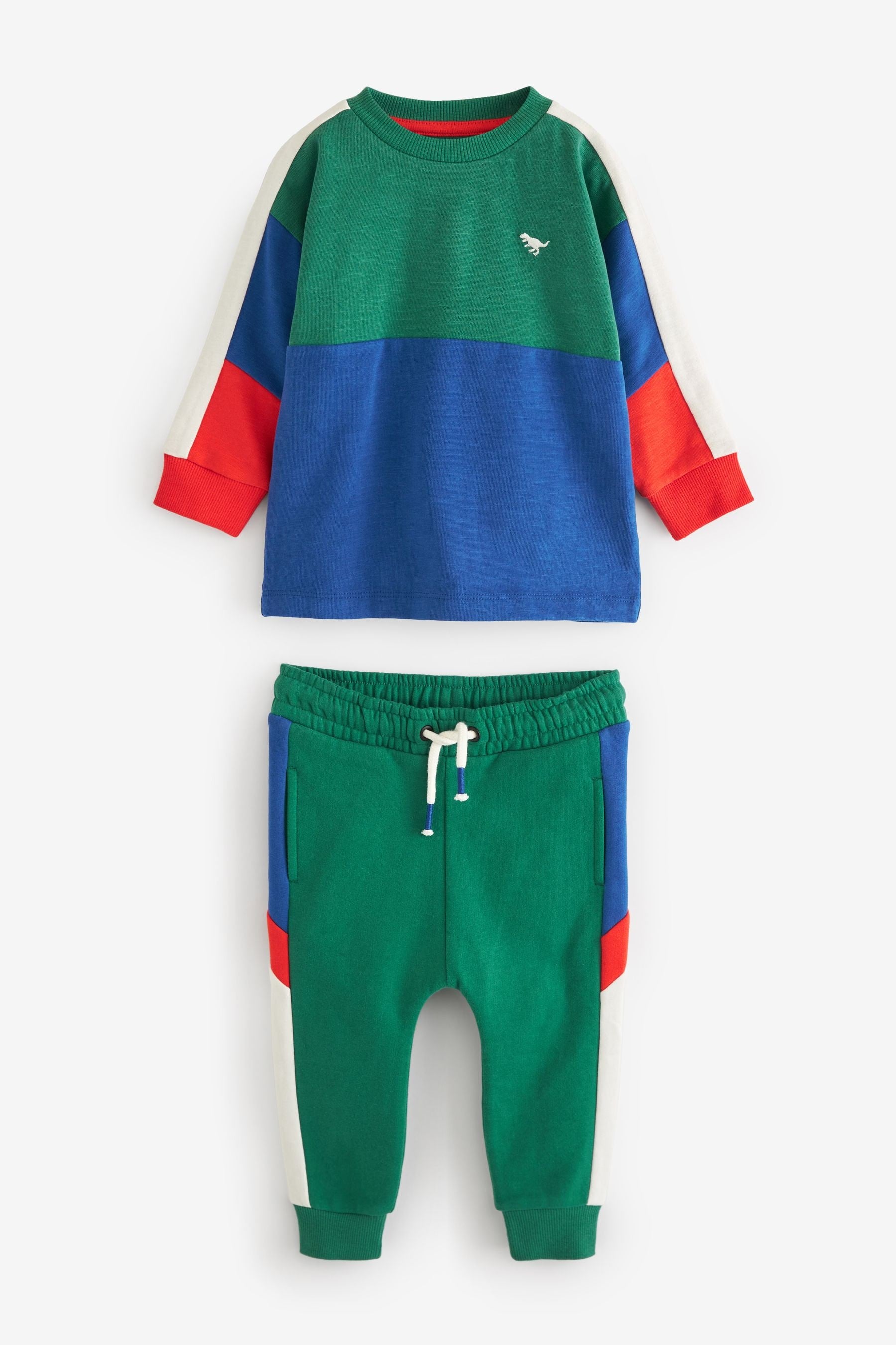 Green/Blue Nxt Long Sleeve Cosy Colourblock T-Shirt And Joggers Set (3mths-7yrs)