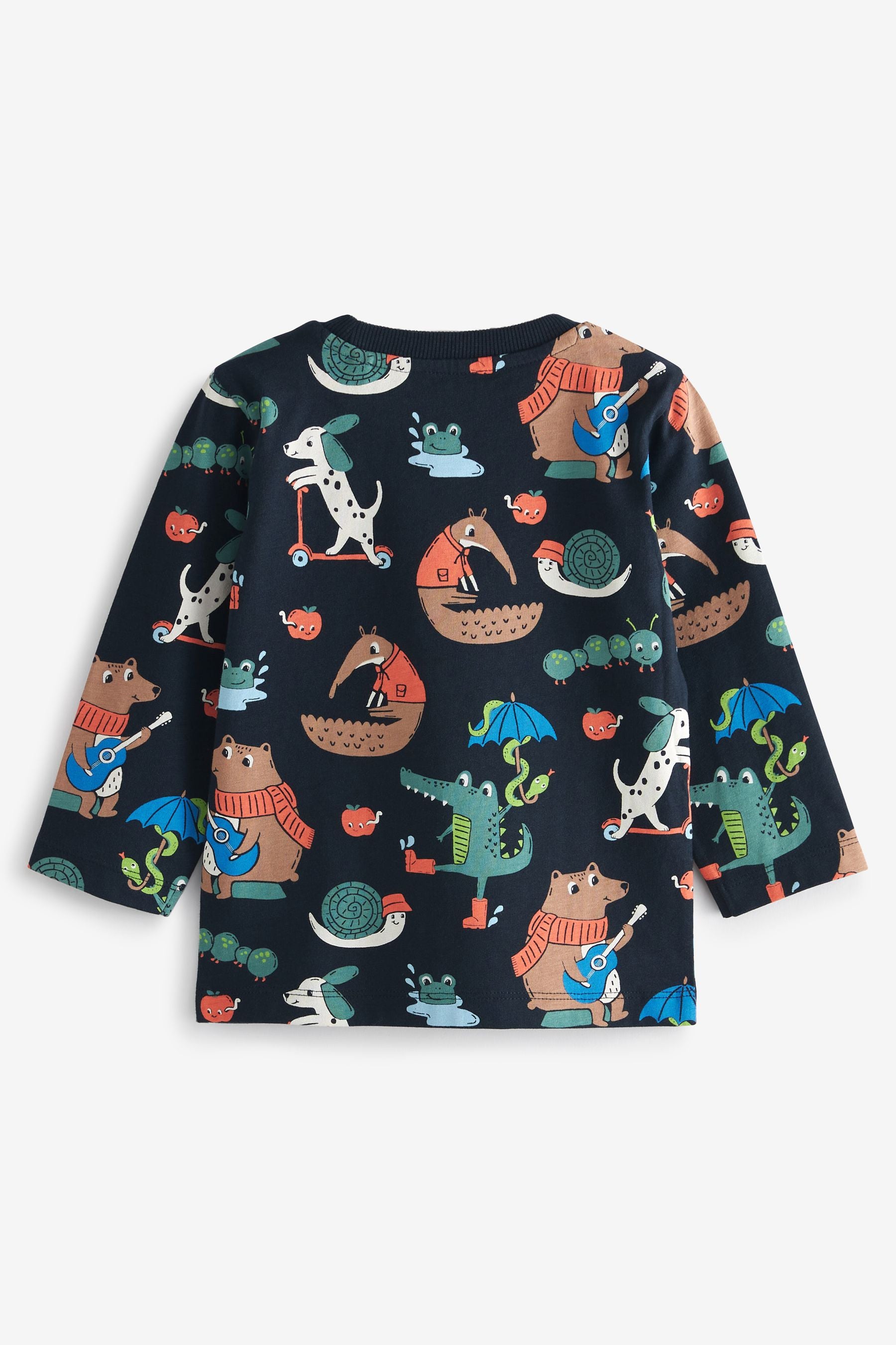 Multi Animals 3 Pack Long Sleeve Character T-Shirts (3mths-7yrs)