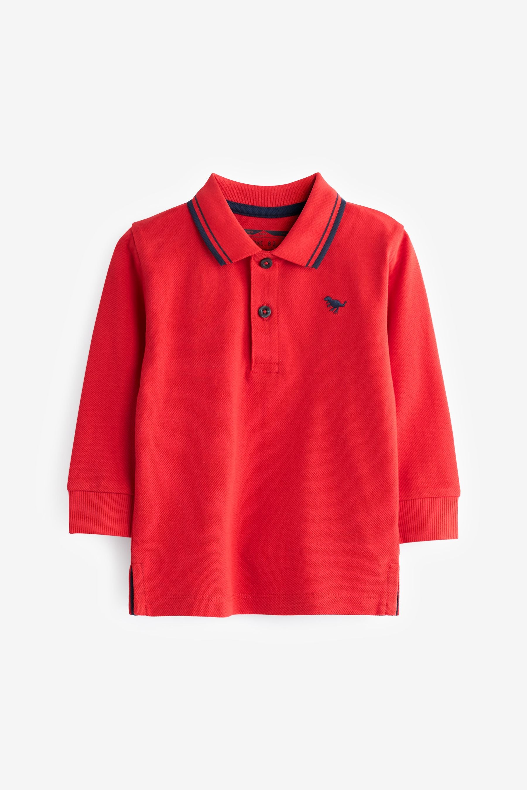 Red Long Sleeve Plain Polo Shirt (3mths-7yrs)