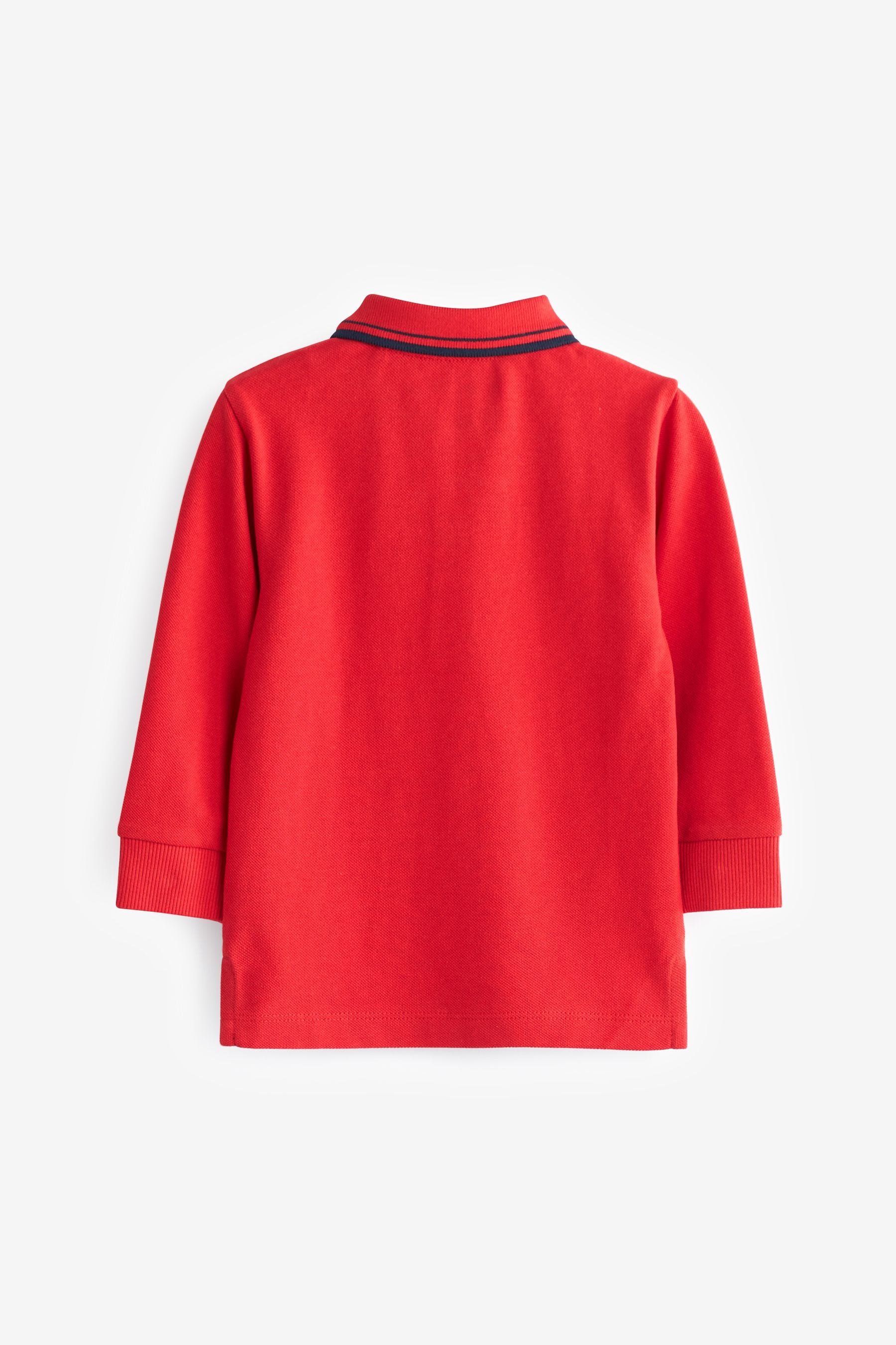 Red Long Sleeve Plain Polo Shirt (3mths-7yrs)