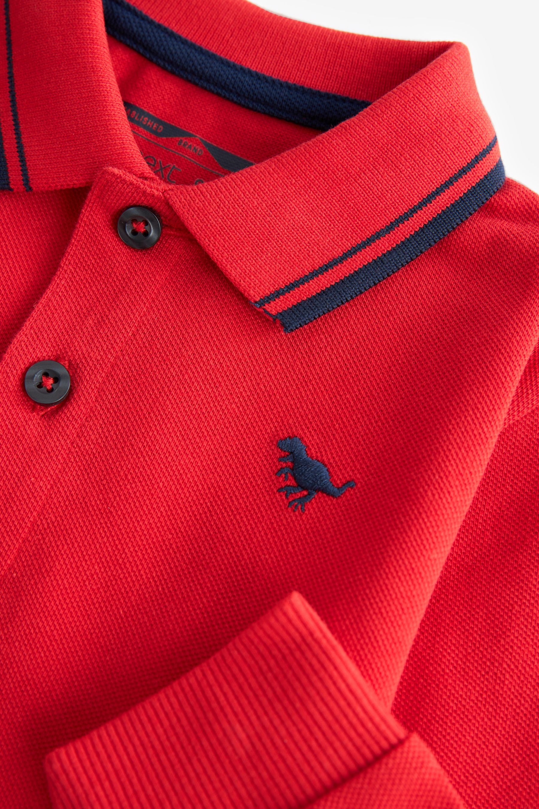 Red Long Sleeve Plain Polo Shirt (3mths-7yrs)