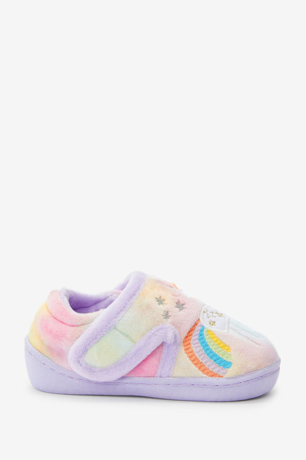 Pastel Purple Rainbow Unicorn Cupsole Slippers