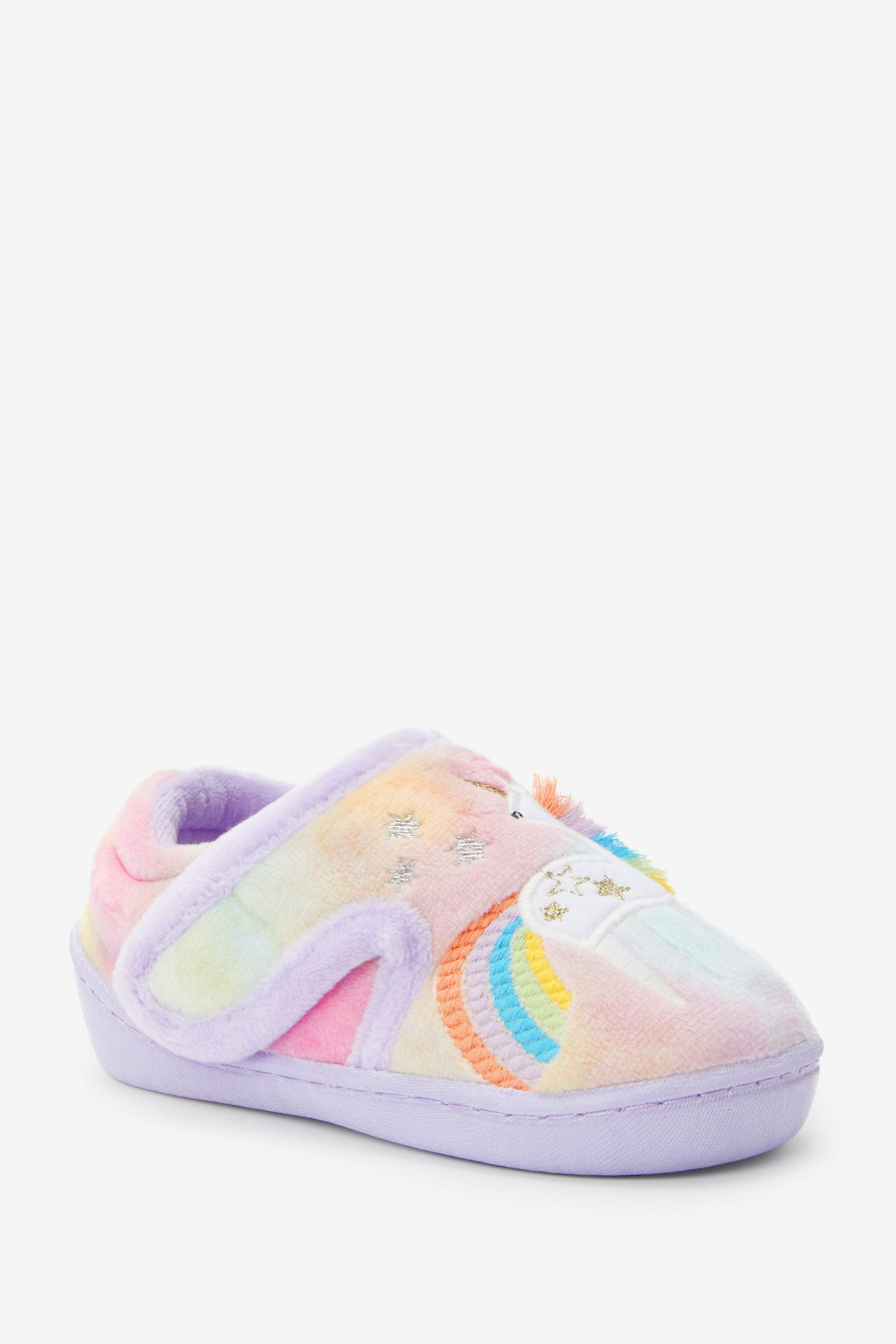 Pastel Purple Rainbow Unicorn Cupsole Slippers