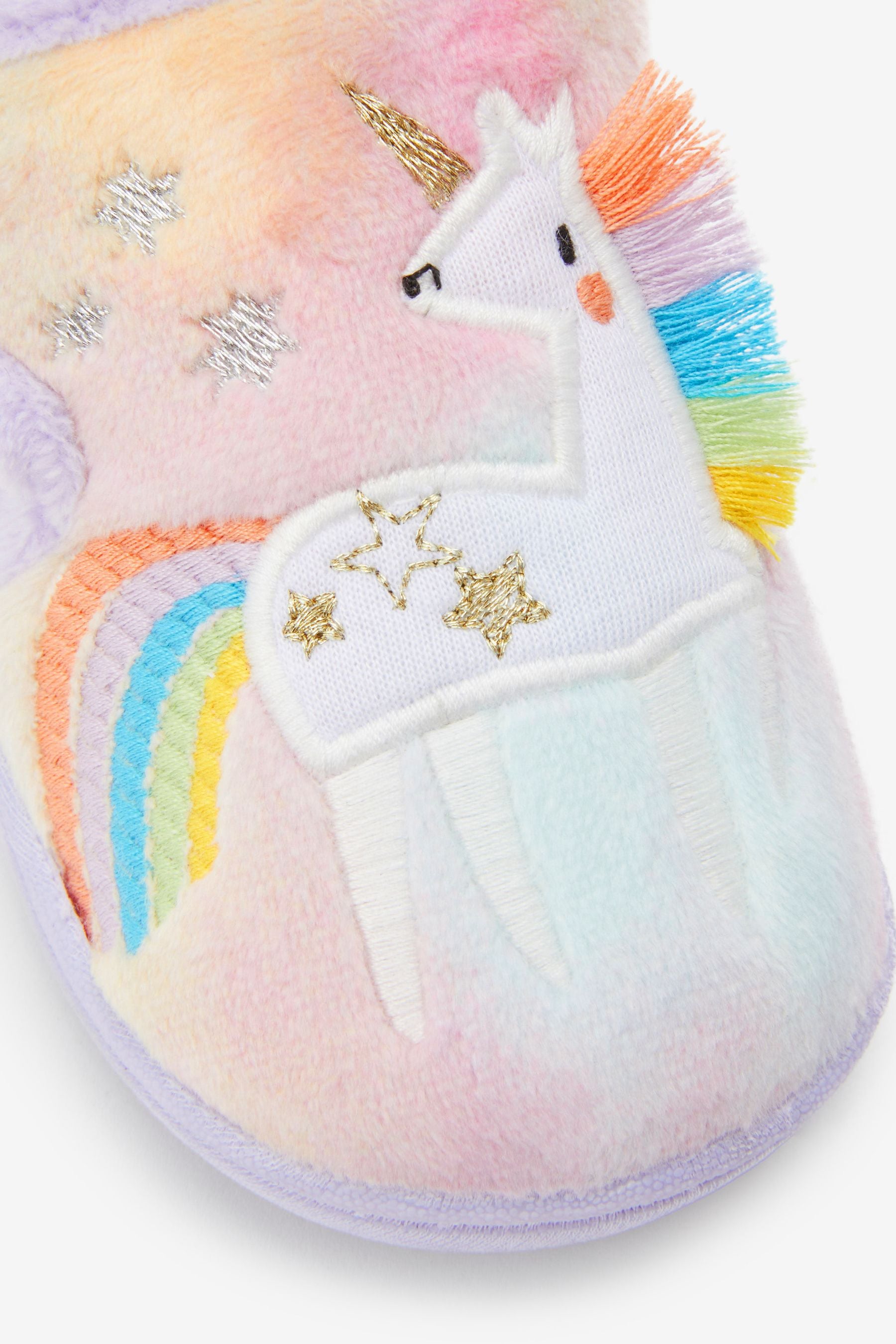 Pastel Purple Rainbow Unicorn Cupsole Slippers