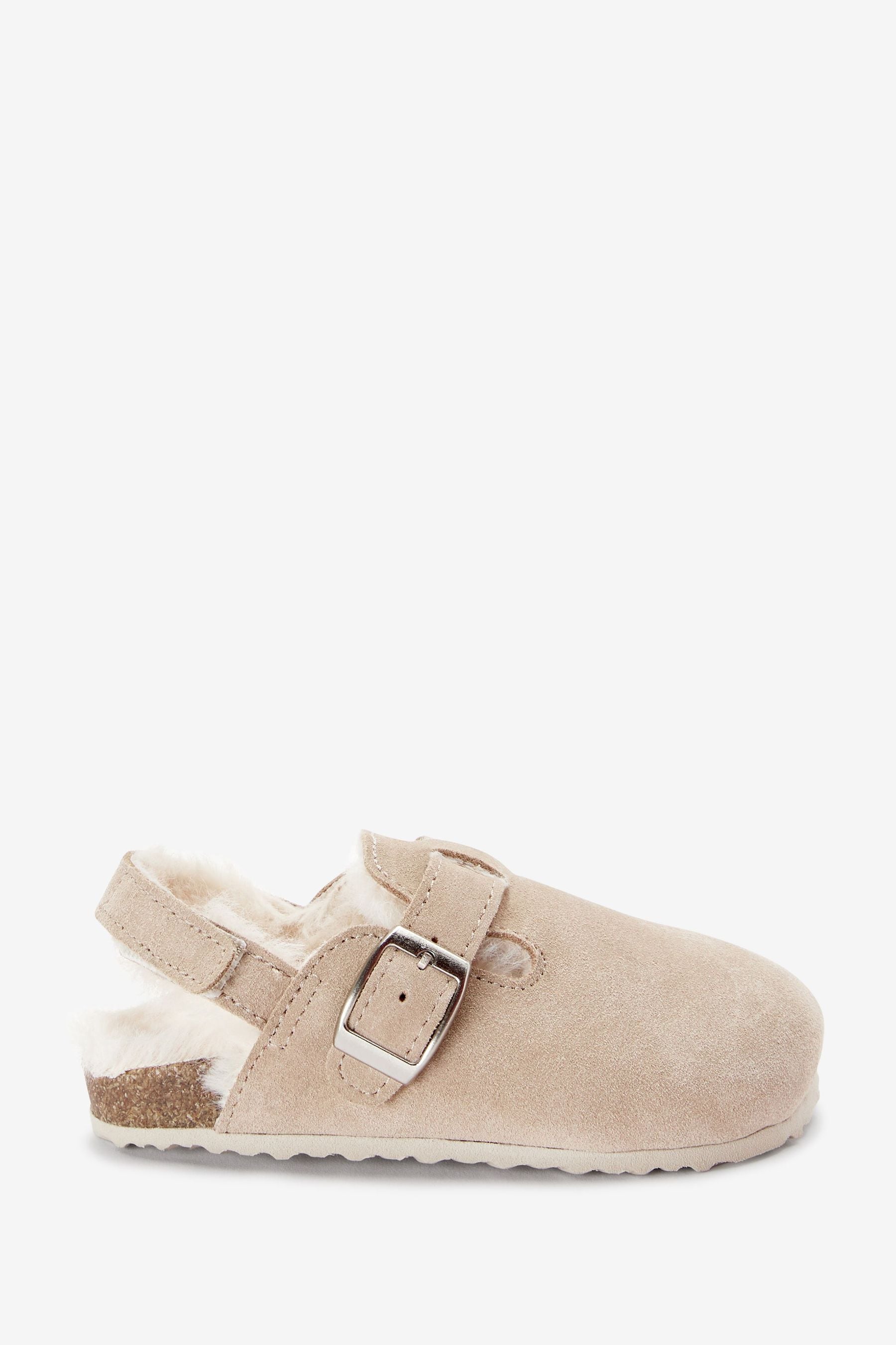 Beige Leather Corkbed Mule Slippers