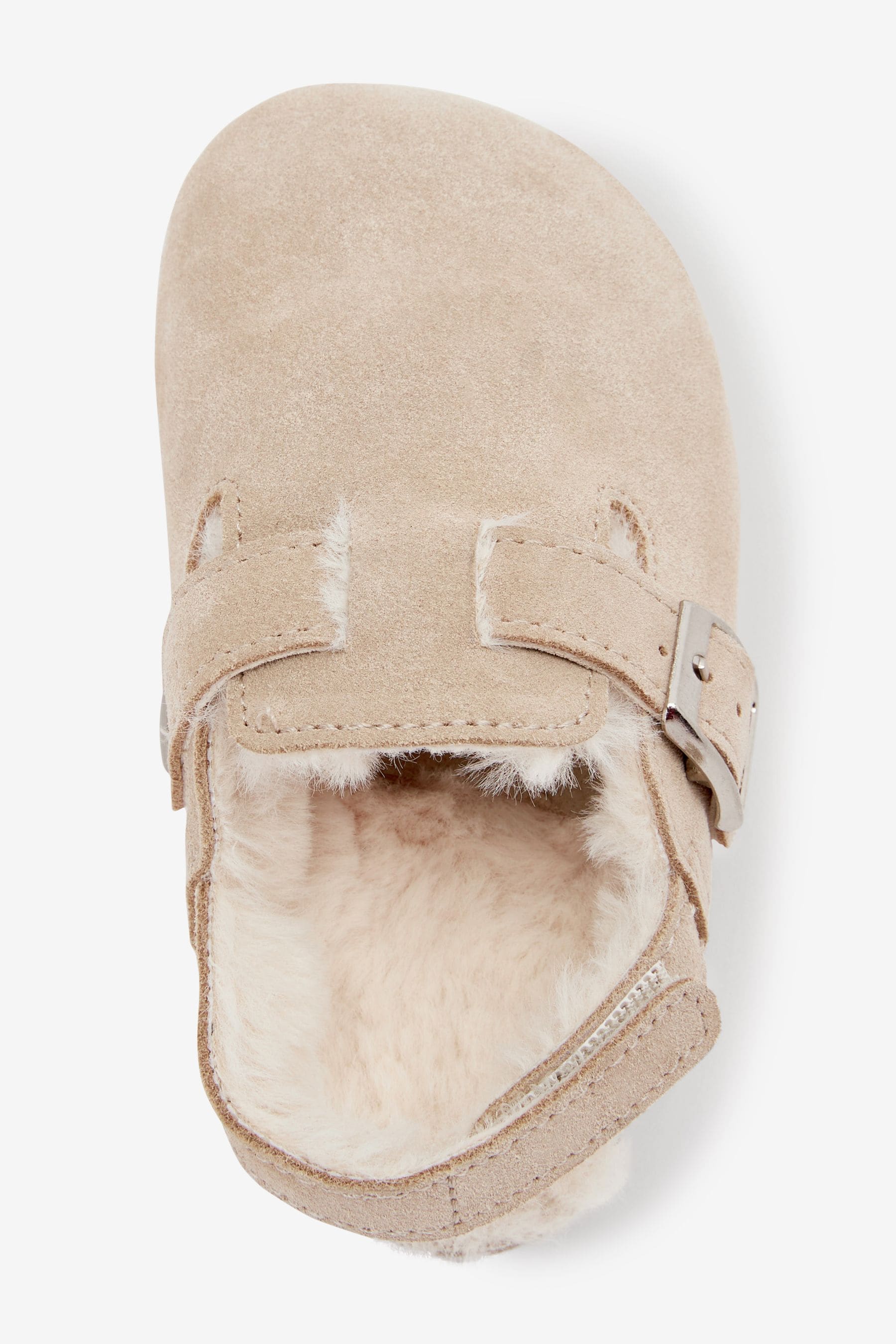 Beige Leather Corkbed Mule Slippers