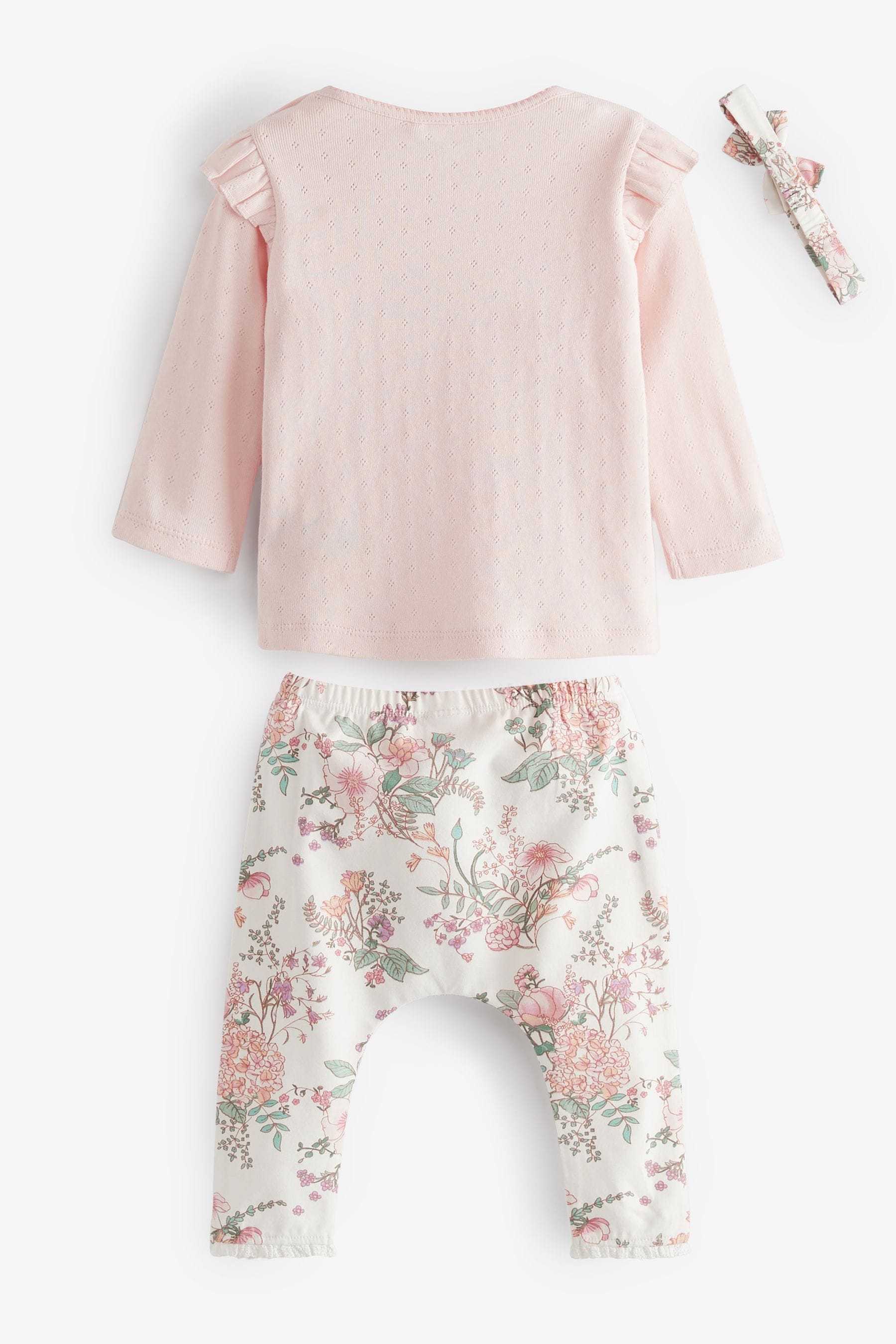 Pale Pink Baby Three Piece T-Shirt, Legging and Headband Set