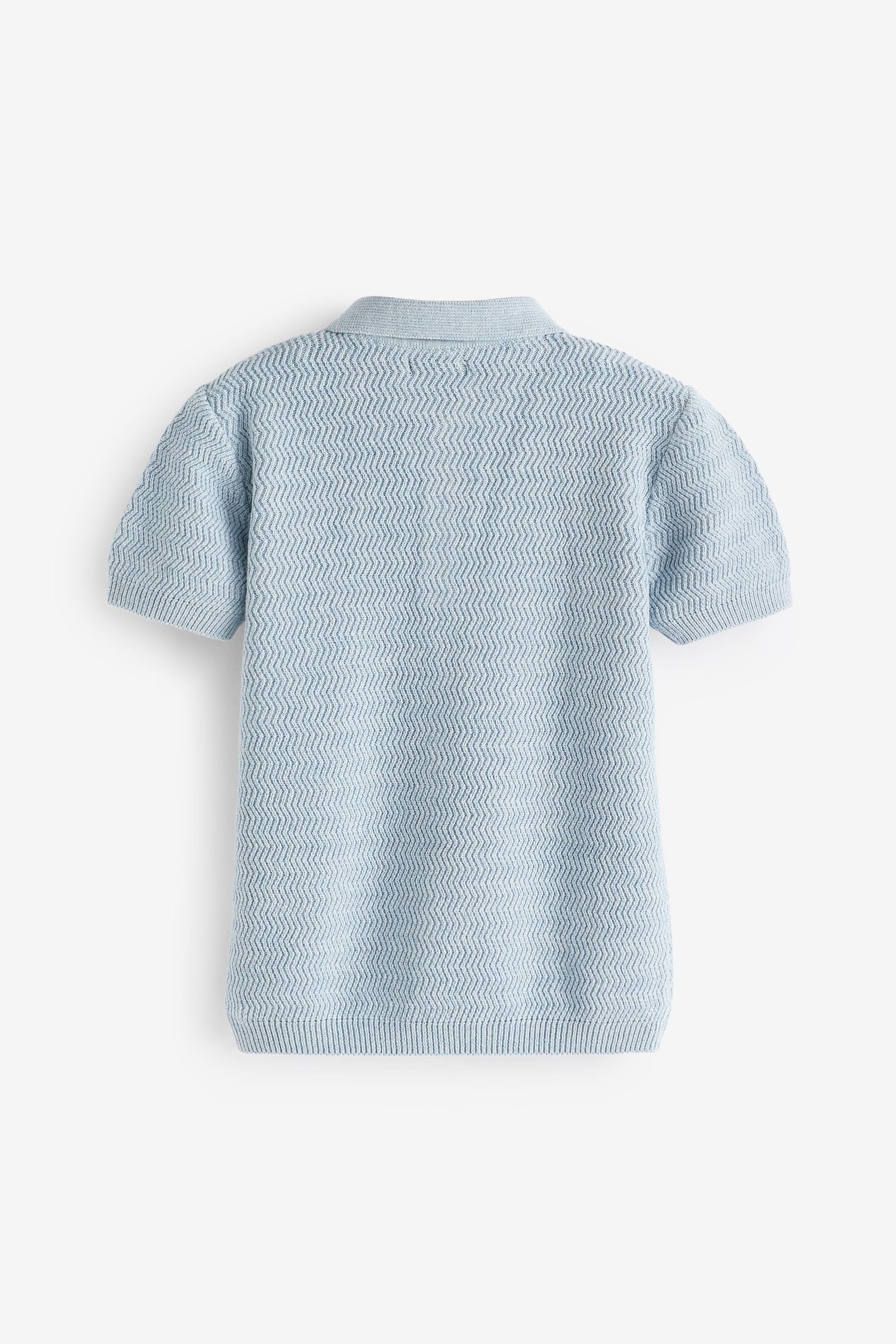 Blue Nautical Textured Polo Shirt (3mths-7yrs)