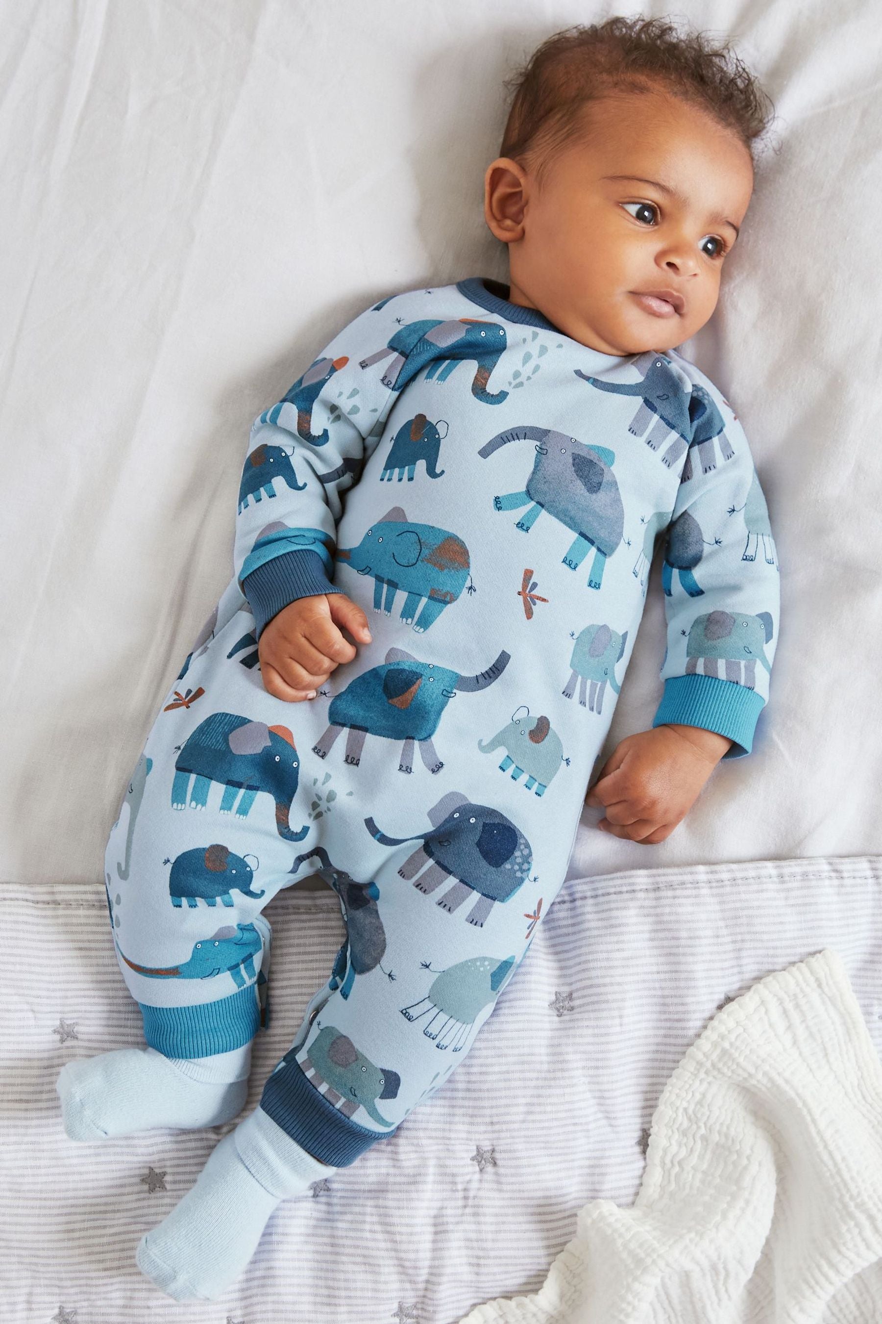 Blue Elephant Baby Brushed Back Sweat Rompersuit