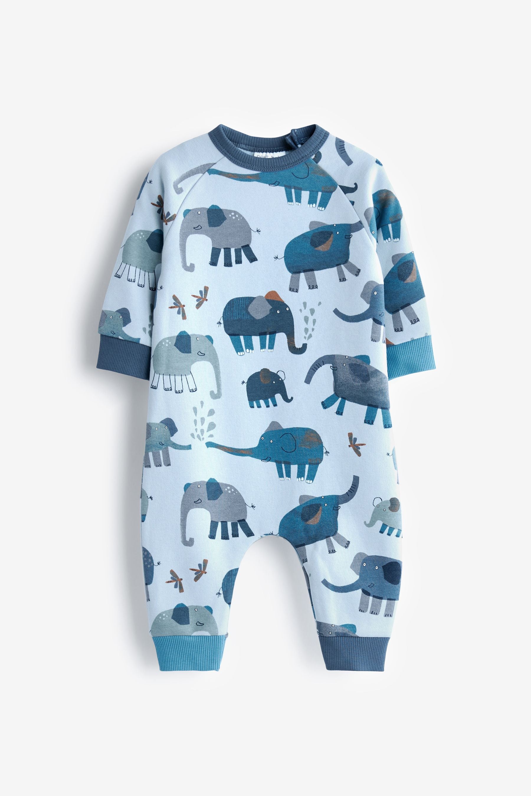 Blue Elephant Baby Brushed Back Sweat Rompersuit