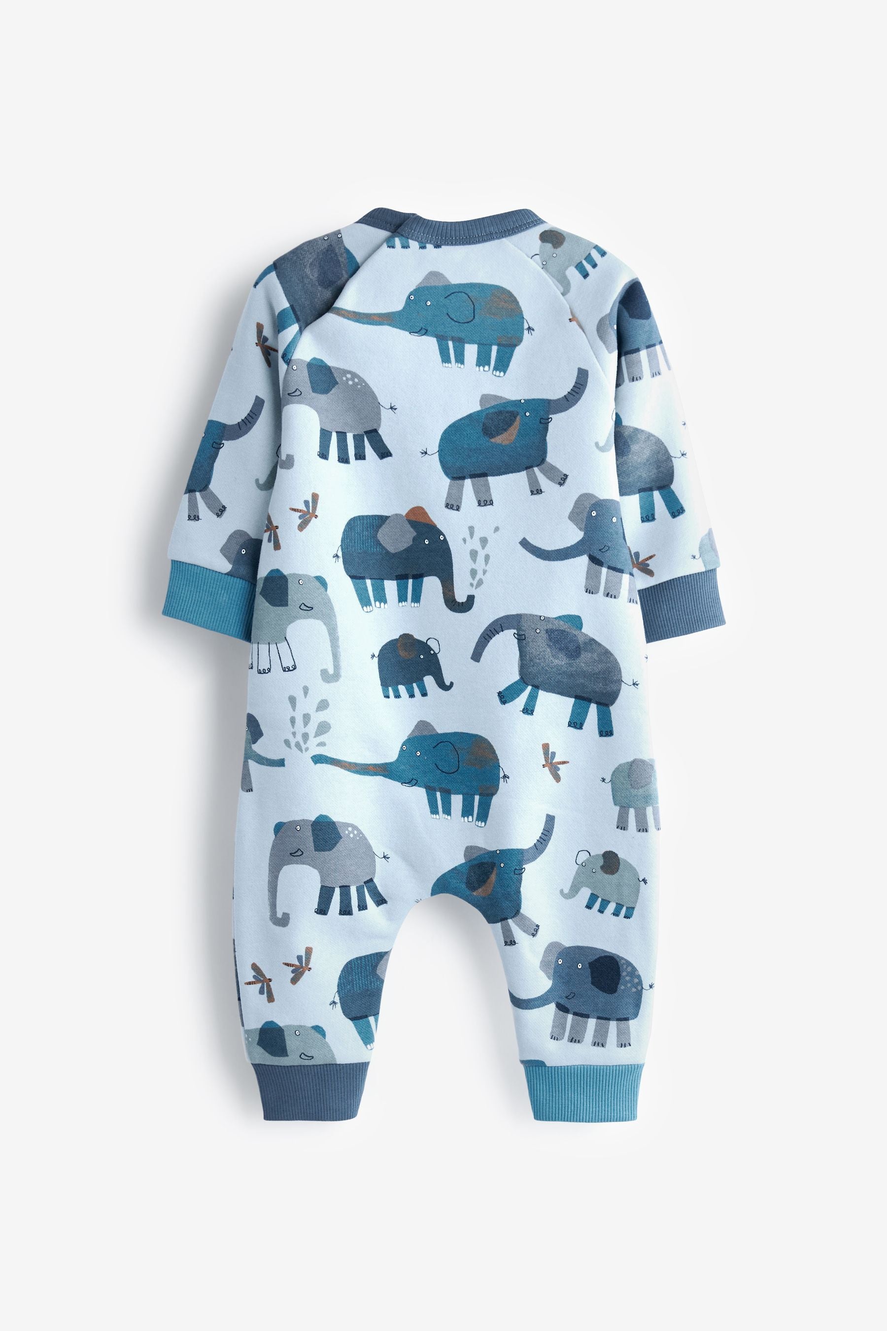 Blue Elephant Baby Brushed Back Sweat Rompersuit