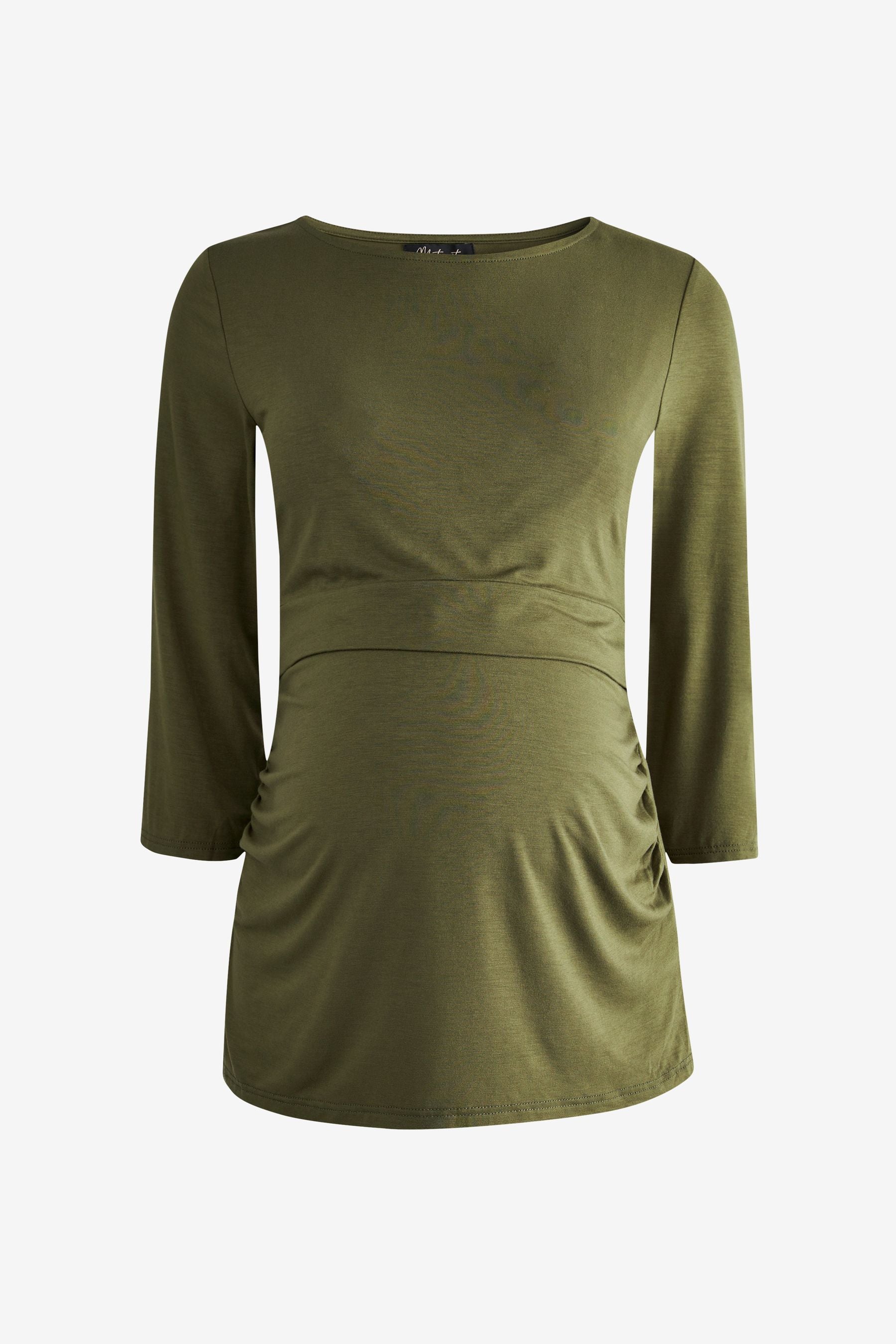 Khaki Green Maternity / Nursing Shelf Layer Top