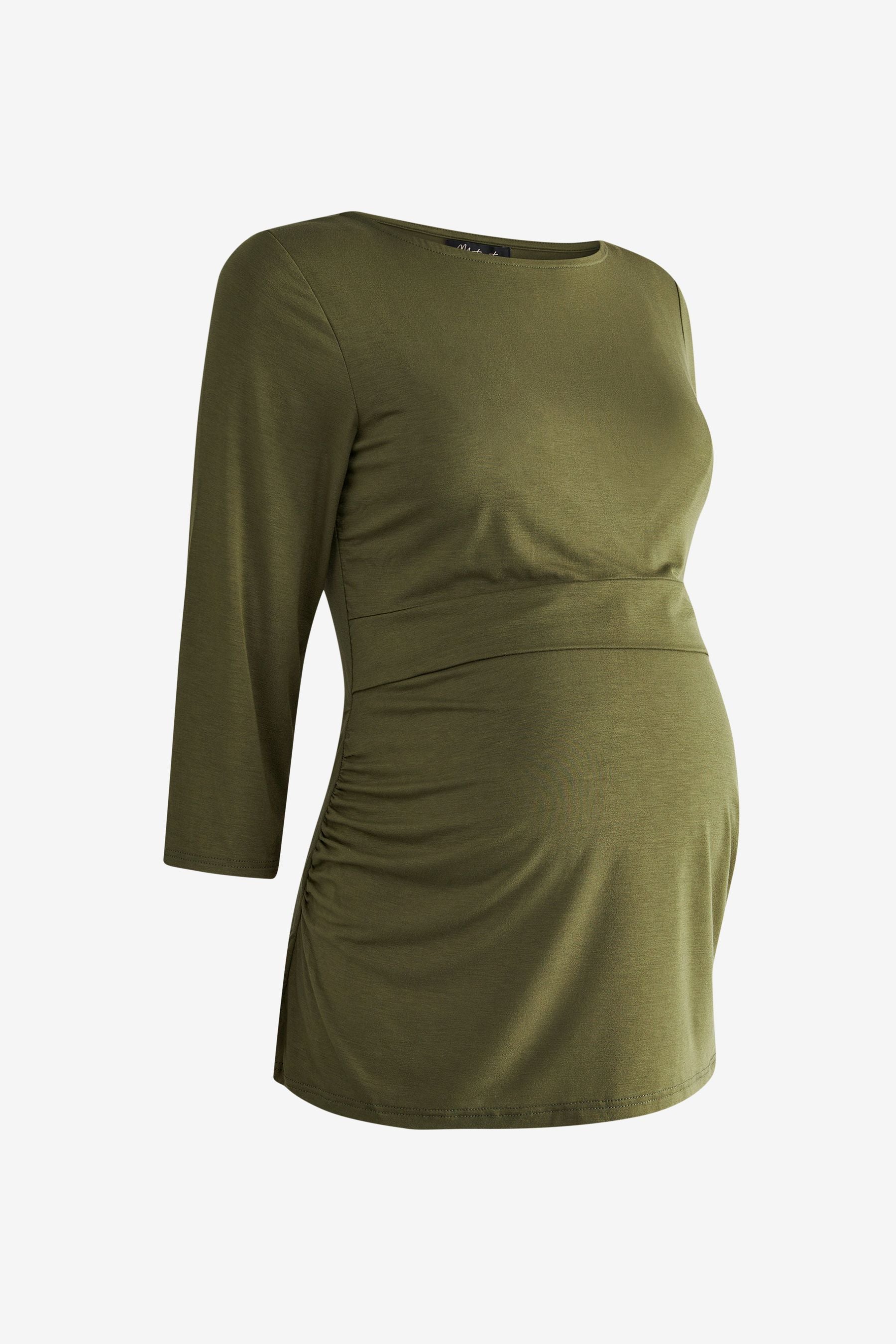 Khaki Green Maternity / Nursing Shelf Layer Top