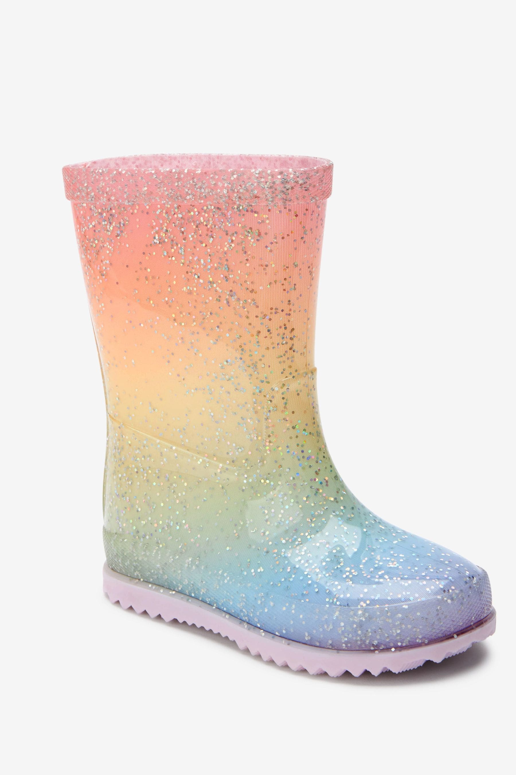 Pastel Rainbow Glitter Wellies