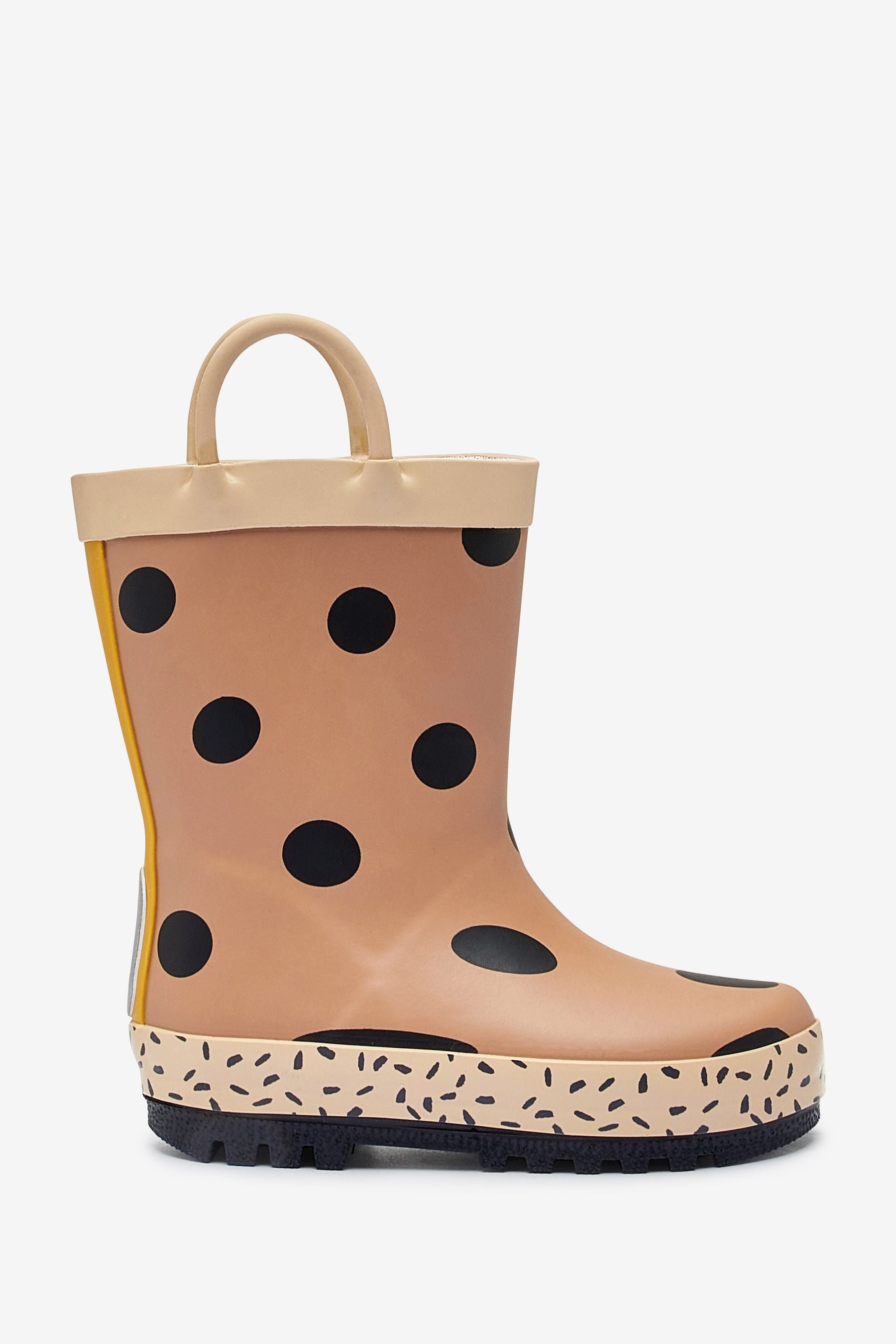 Nude Pink Spot Handle Wellies