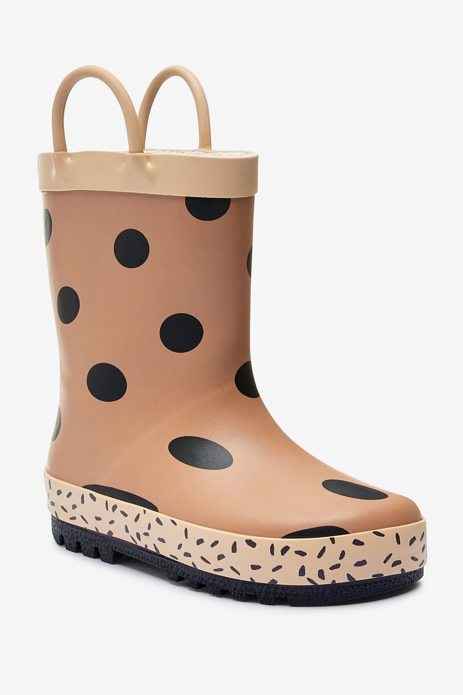 Nude Pink Spot Handle Wellies