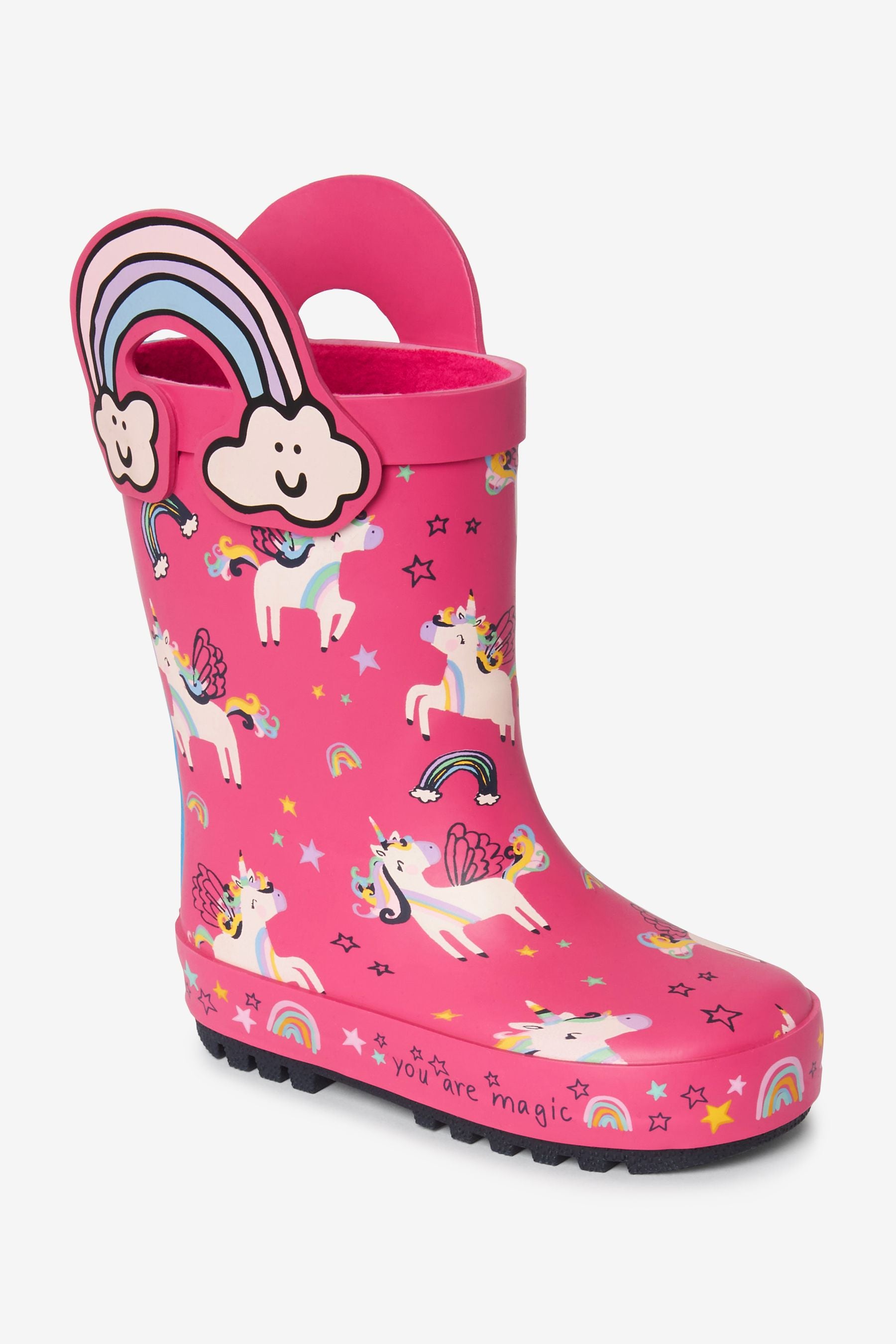 Pink Unicorn Rainbow Handle Wellies