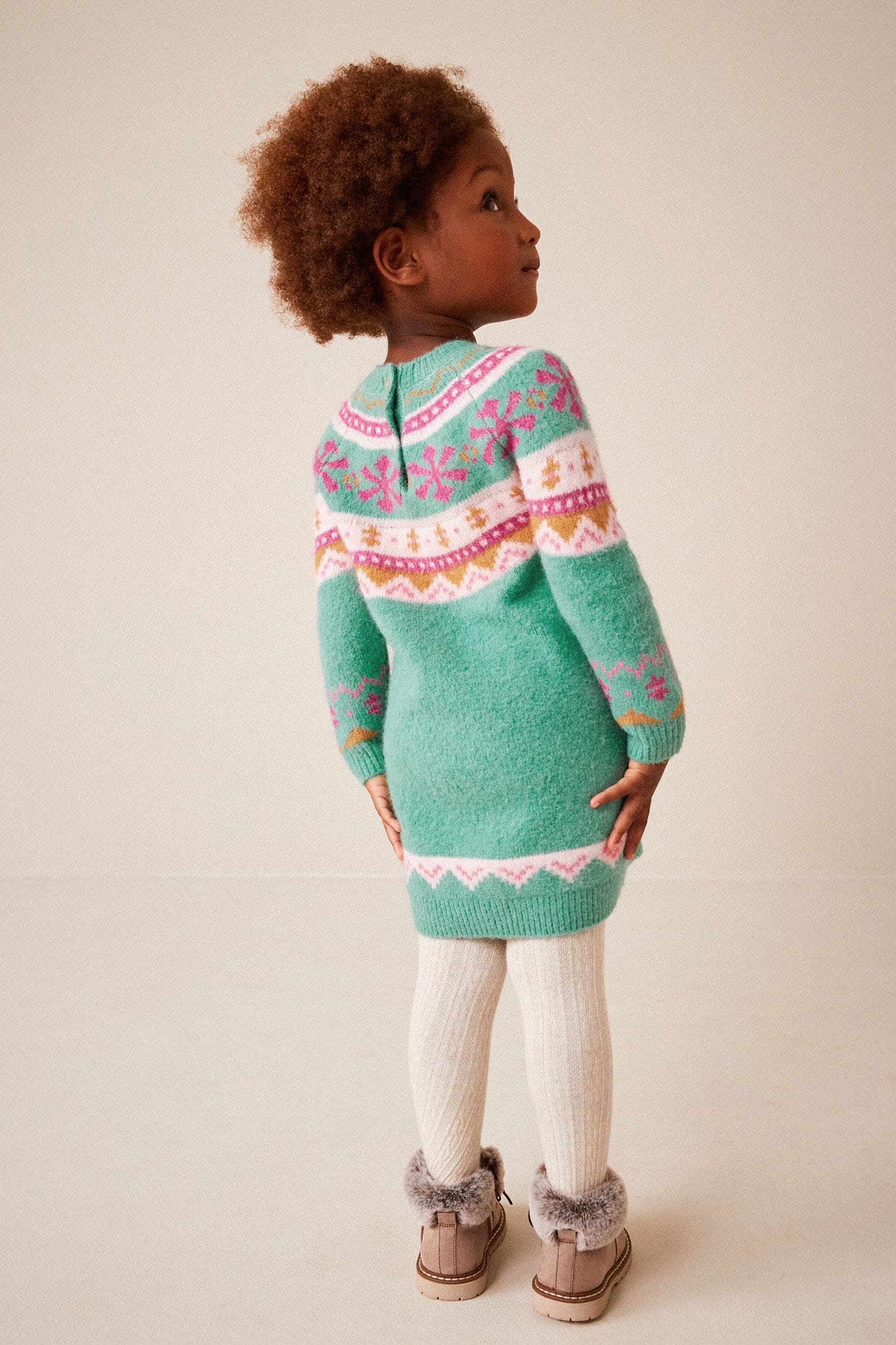 Green Fairisle Pattern Jumper Dress (3mths-7yrs)