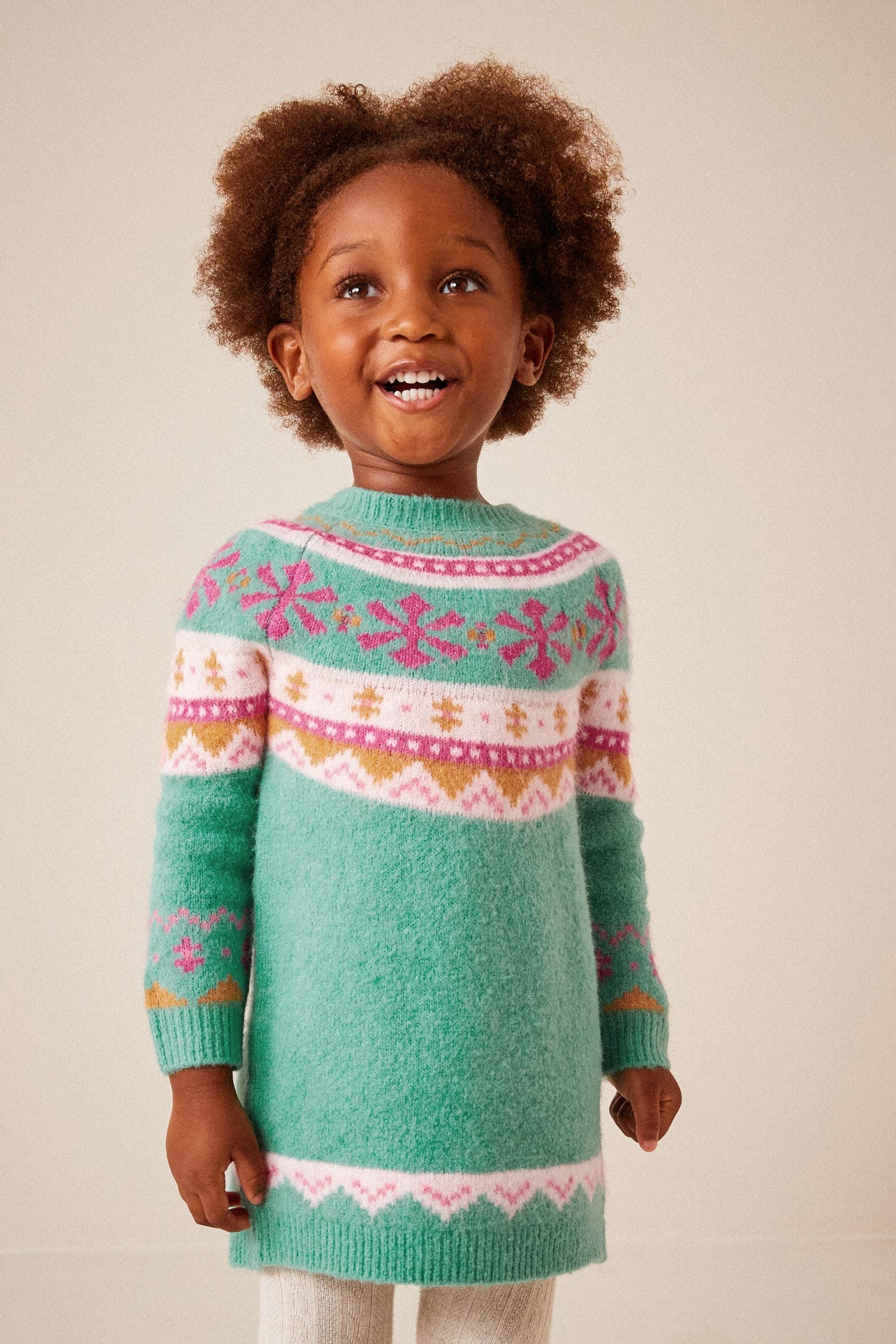 Green Fairisle Pattern Jumper Dress (3mths-7yrs)