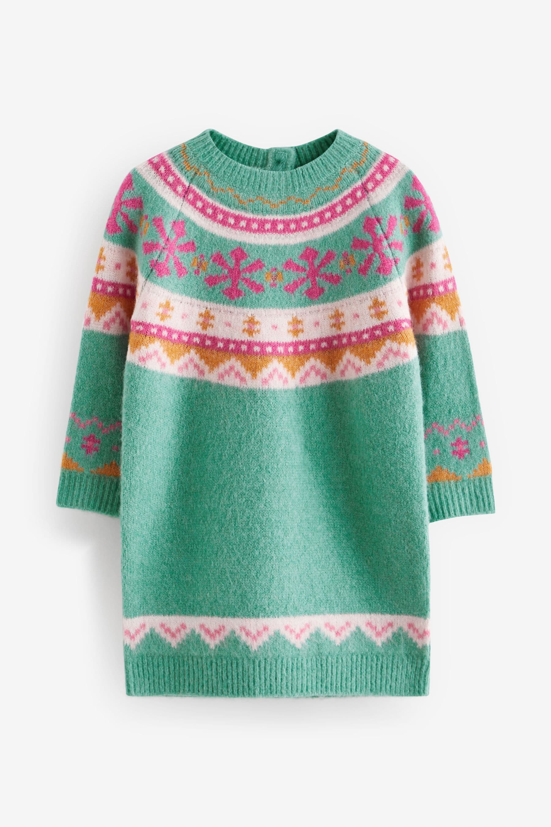 Green Fairisle Pattern Jumper Dress (3mths-7yrs)