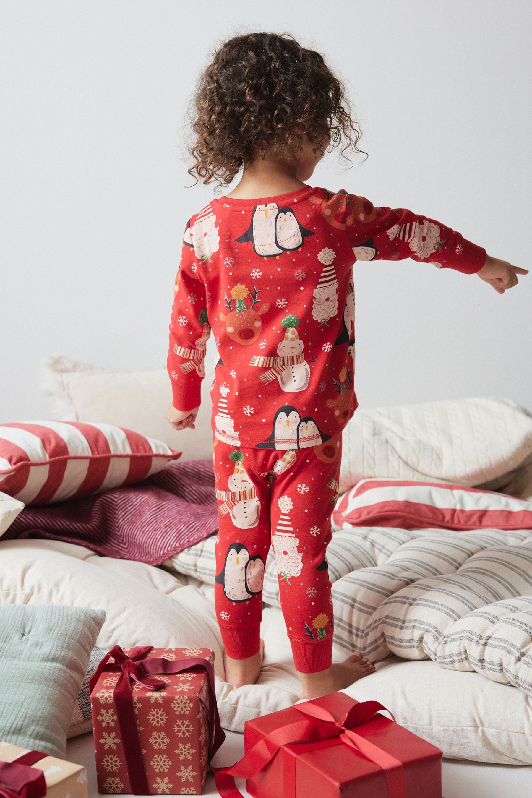 Red Penguin Christmas Character Print Long Sleeve Pyjamas (9mths-16yrs)