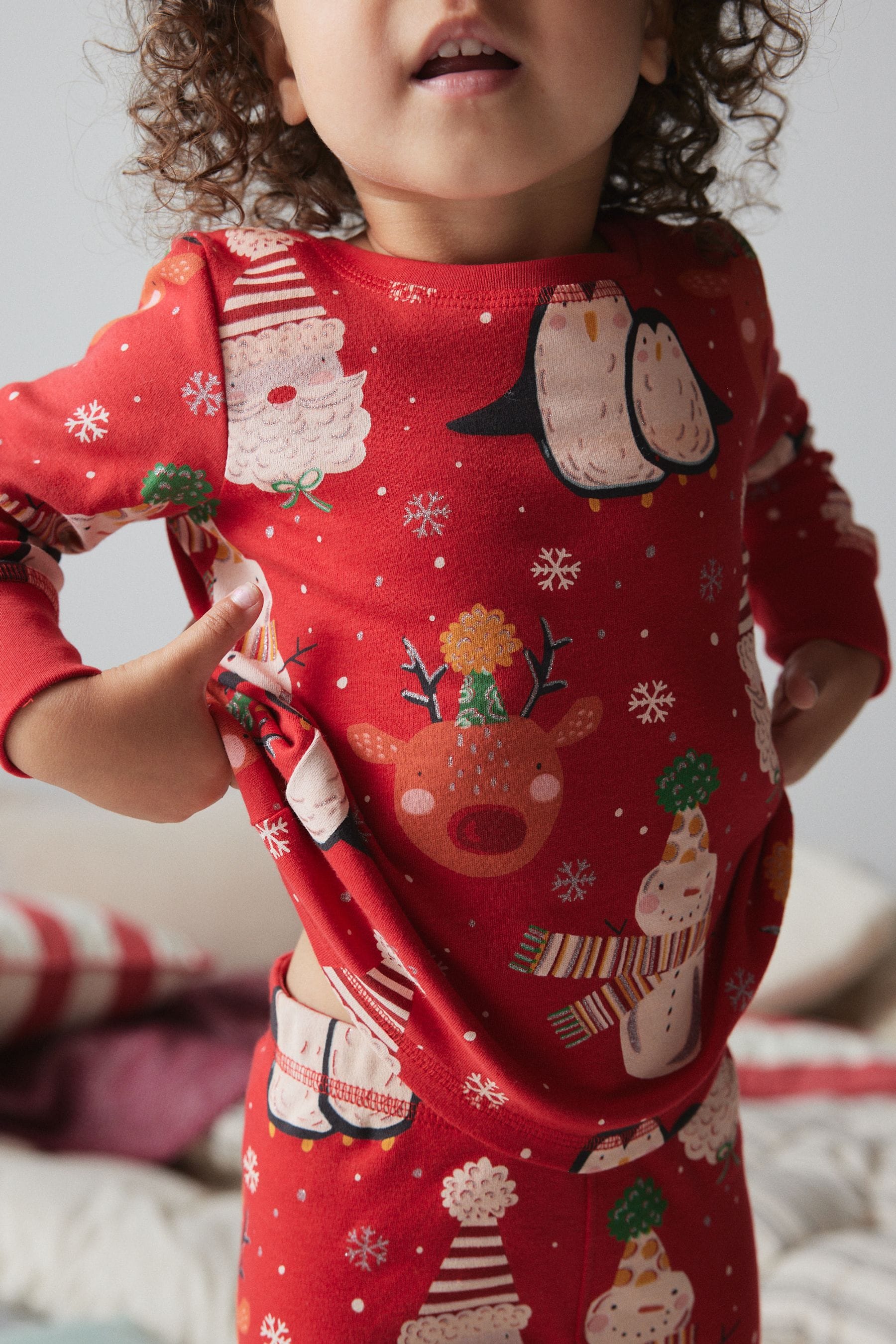 Red Penguin Christmas Character Print Long Sleeve Pyjamas (9mths-16yrs)