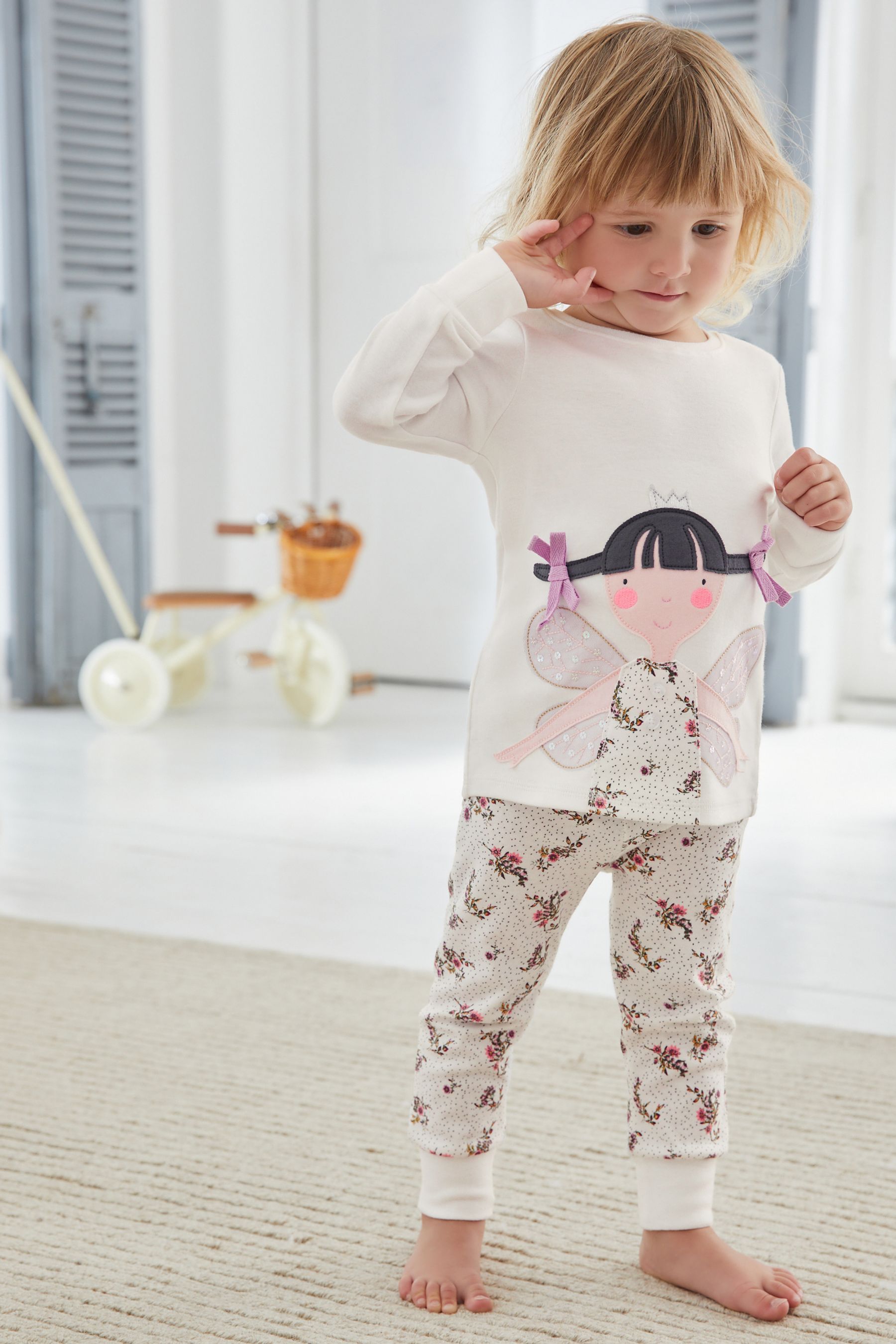 Cream/Pink Appliqu Fairy 'I Am' Birthday Long Sleeve Pyjama 1 Pa