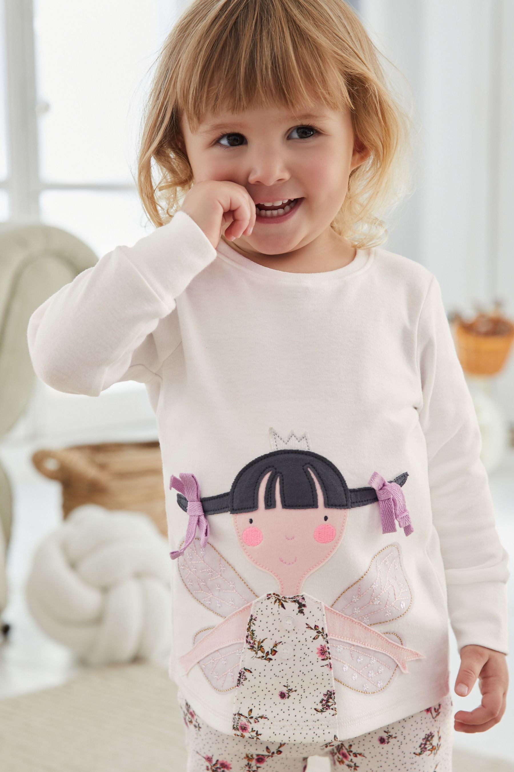 Cream/Pink Appliqu Fairy 'I Am' Birthday Long Sleeve Pyjama 1 Pa