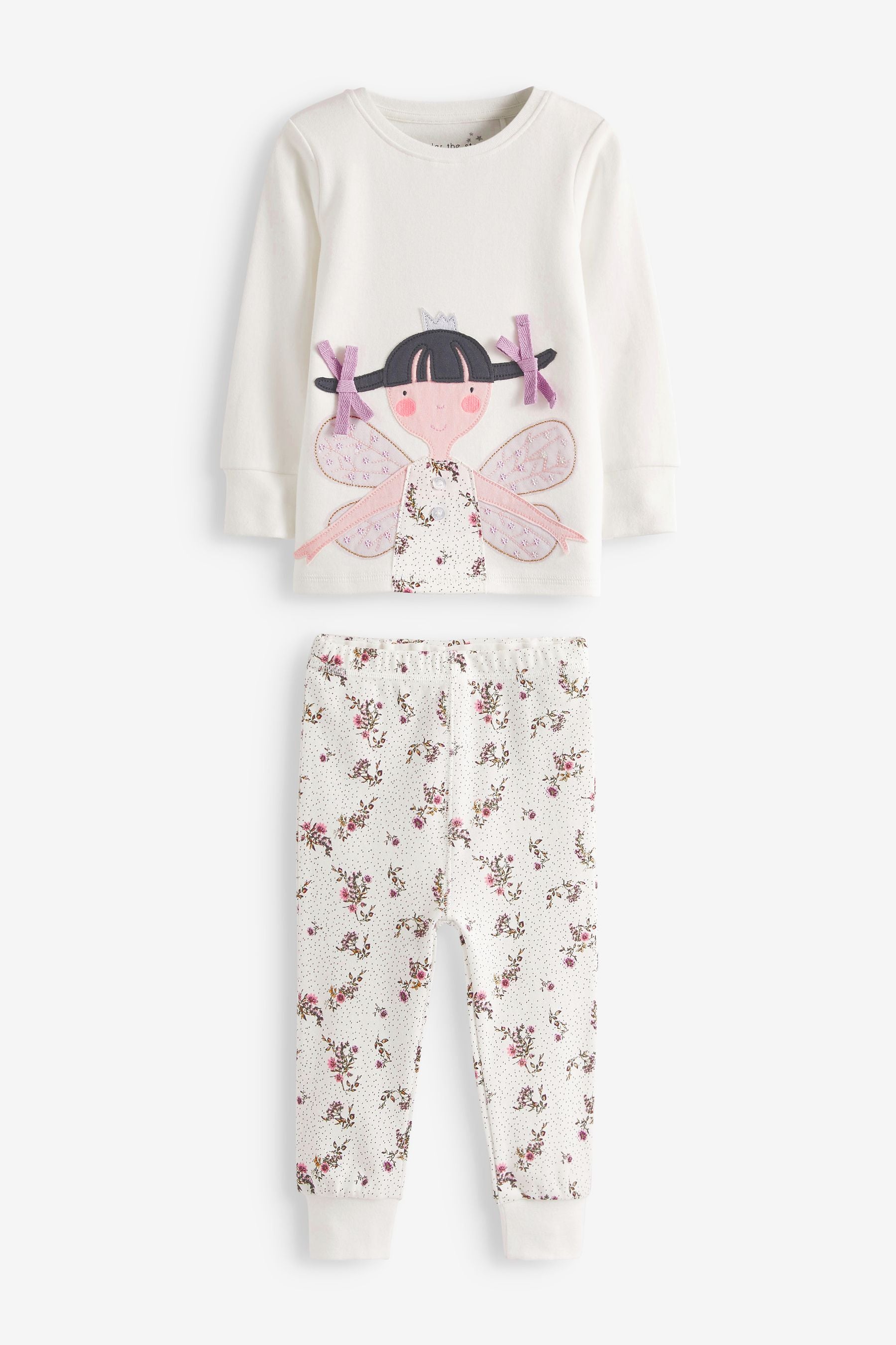 Cream/Pink Appliqu Fairy 'I Am' Birthday Long Sleeve Pyjama 1 Pa