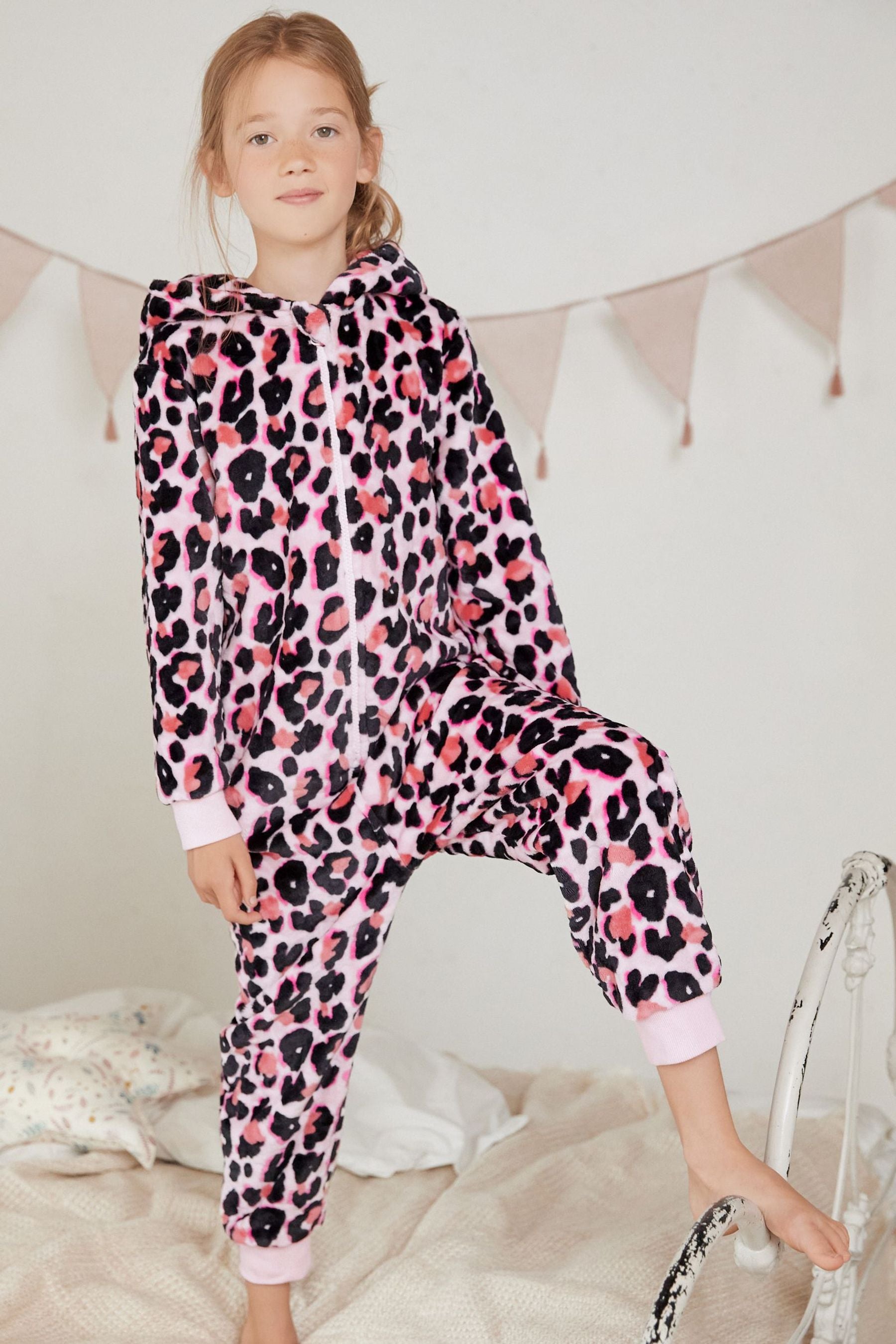 Pink Animal Fleece All-In-One (1.5-16yrs)