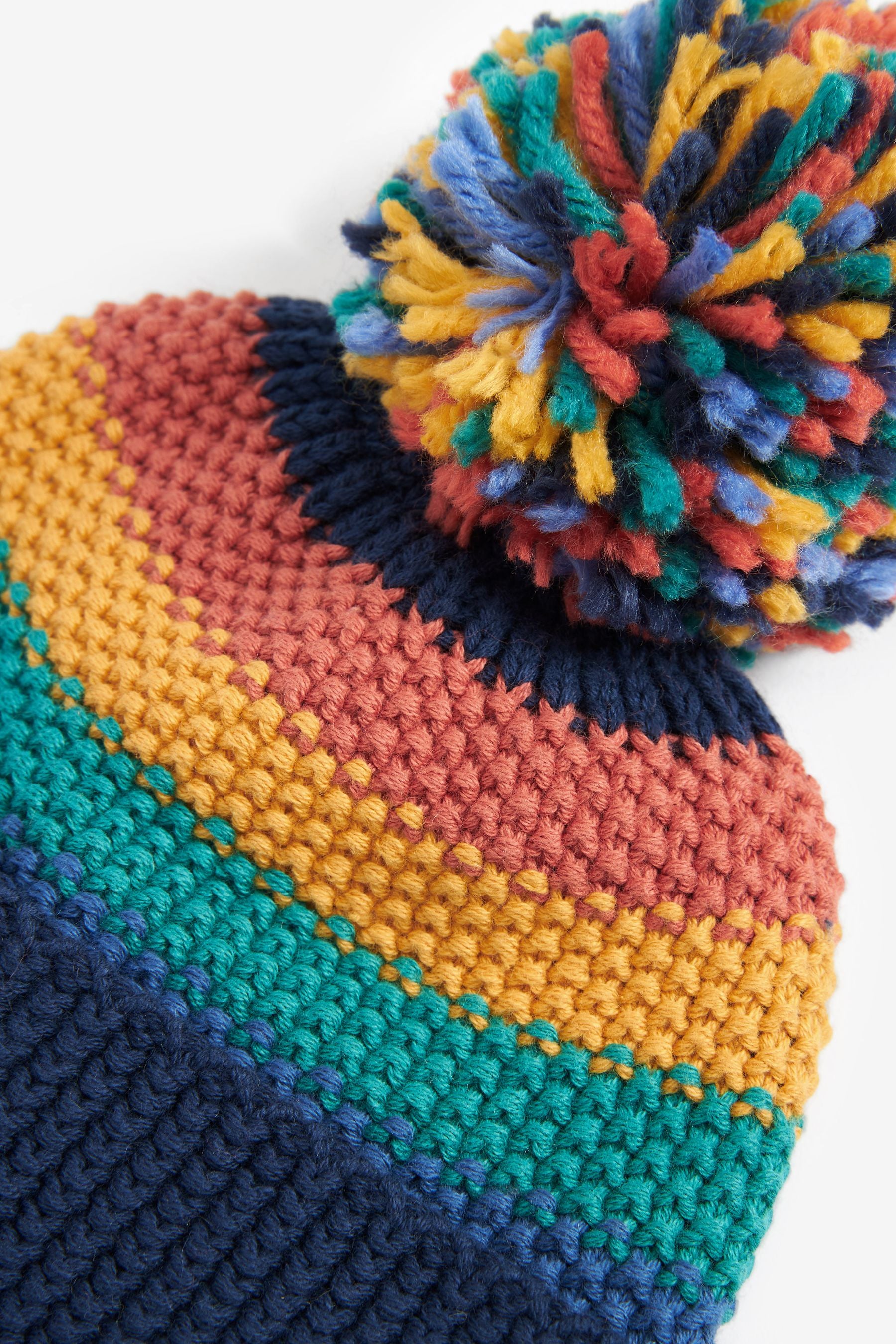 Rainbow Blue Baby Knitted Pom Hat (0mths-2yrs)