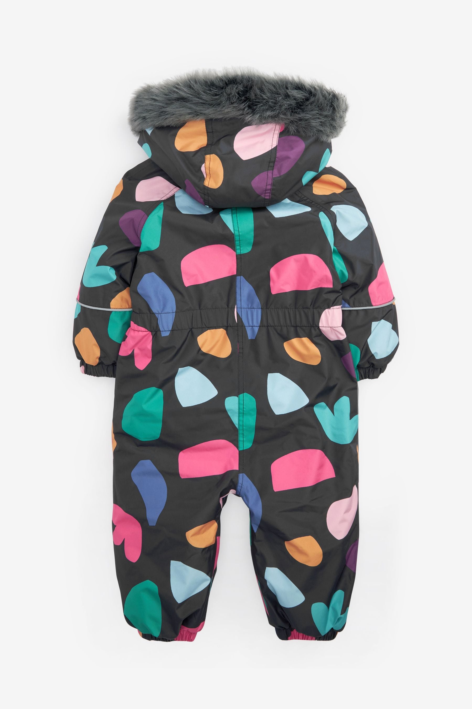 Multi Waterproof Printed Snowsuit With Faux Fur Hood (6mths-7yrs)