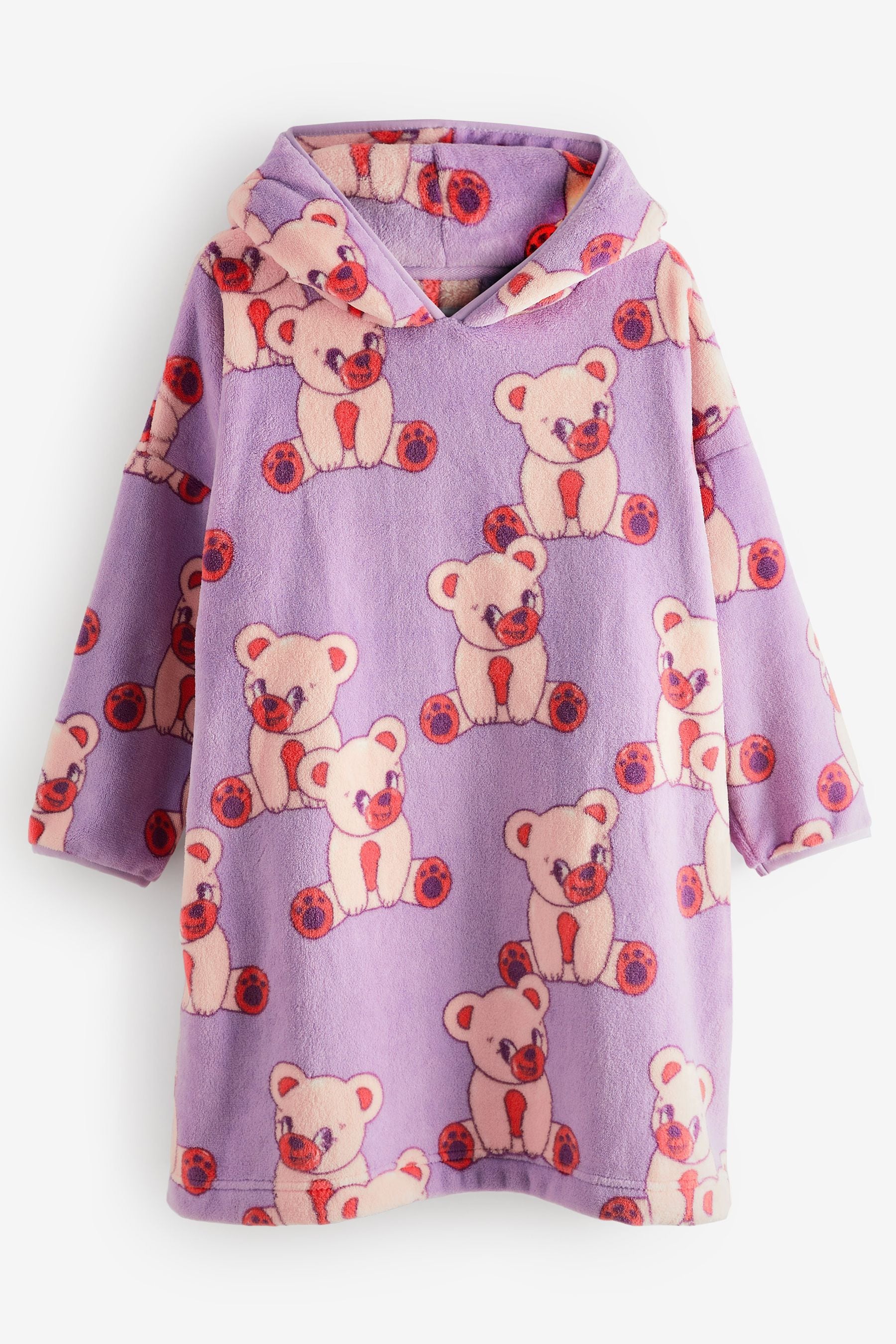 Lilac Purple Bear Fleece Hooded Blanket (3-16yrs)