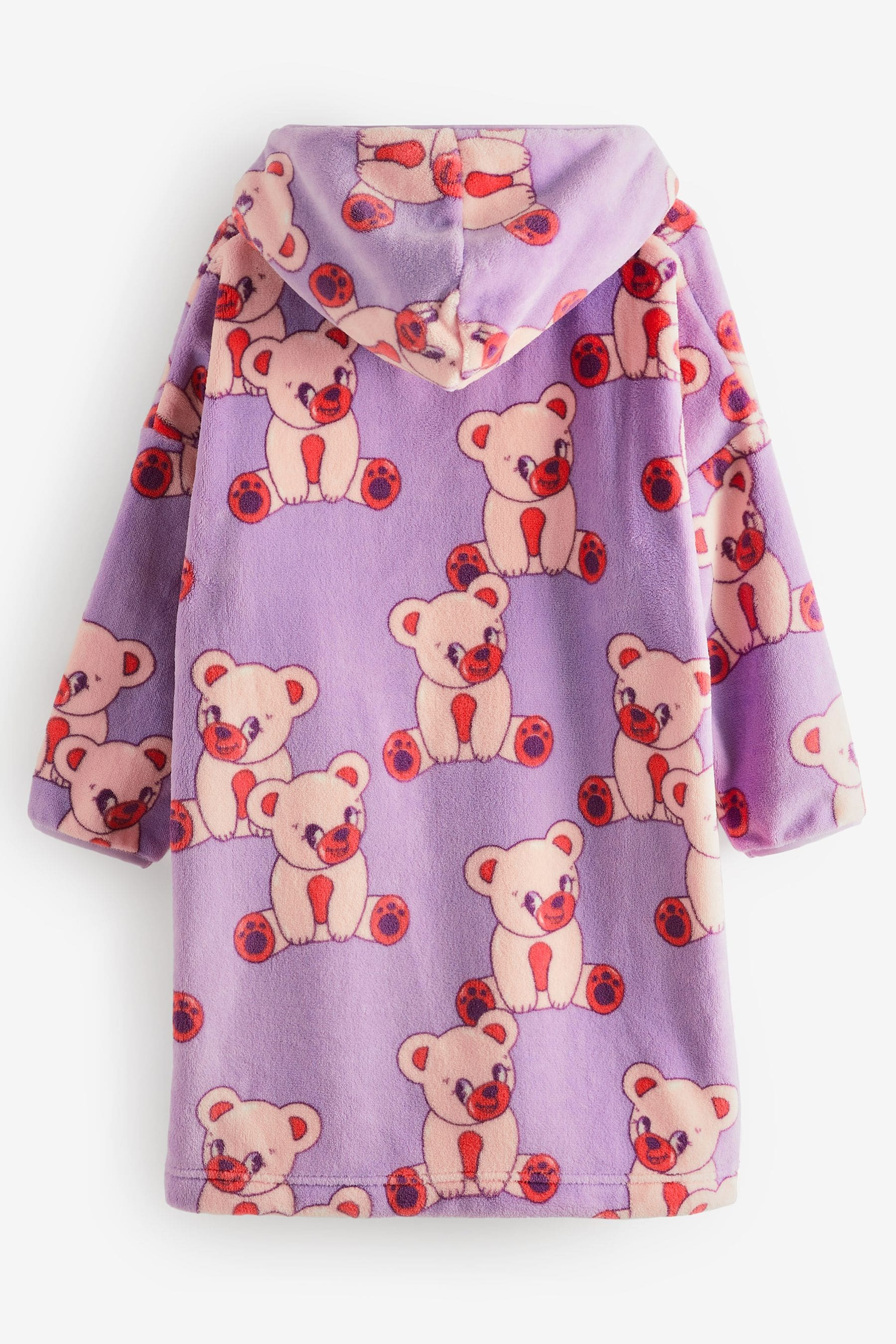 Lilac Purple Bear Fleece Hooded Blanket (3-16yrs)