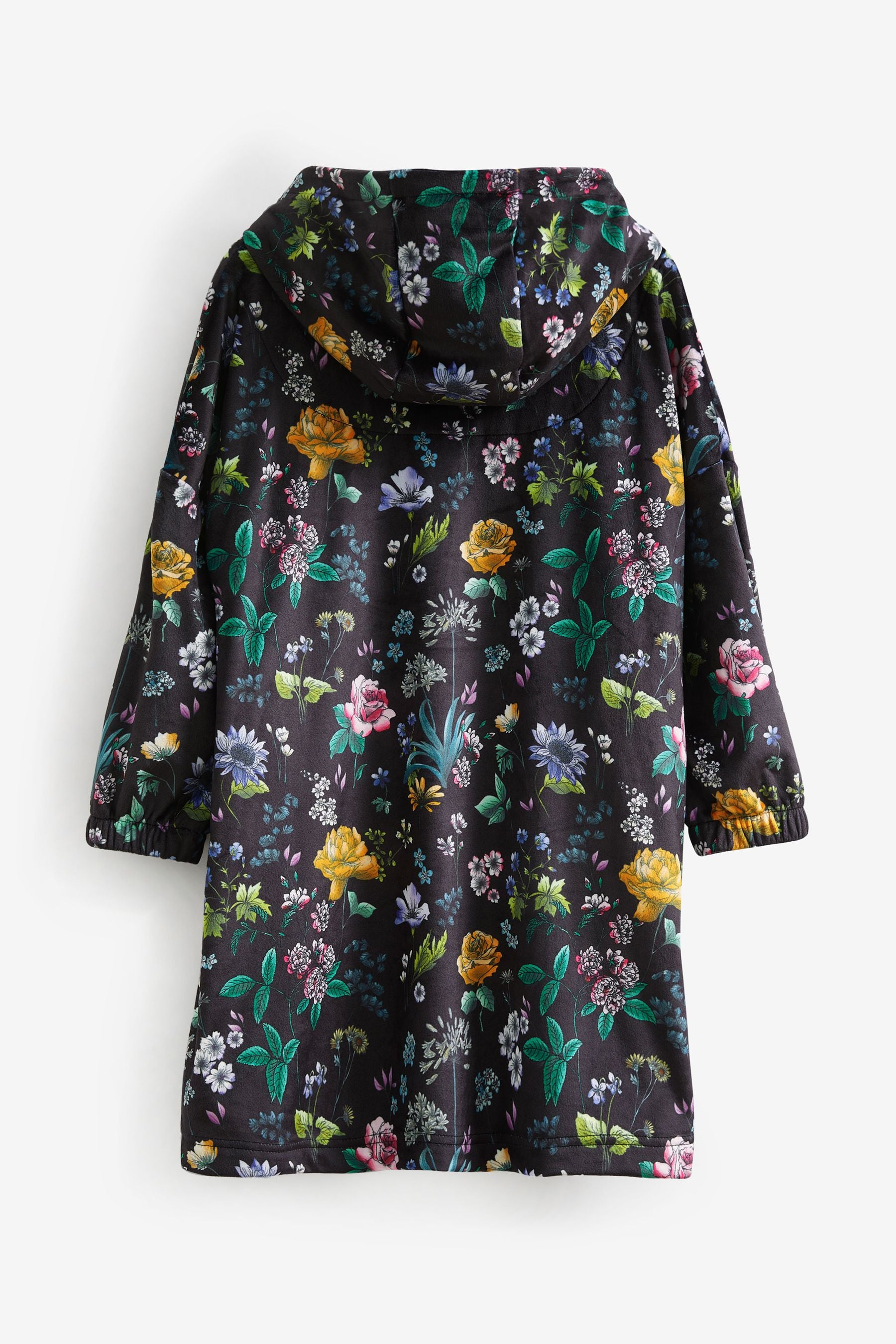 Black/Purple Floral Velour Hooded Blanket (3-16yrs)