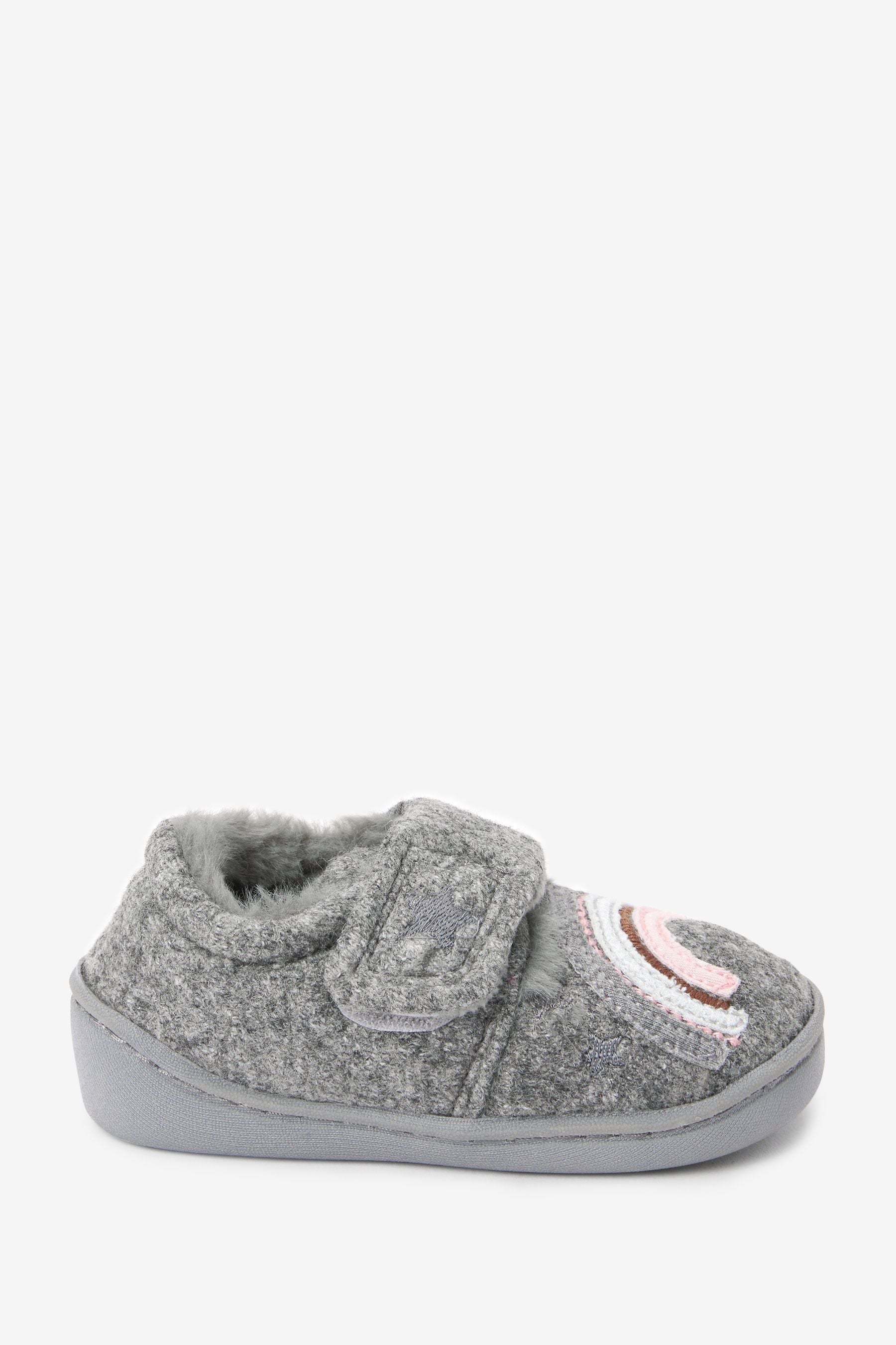 Grey Rainbow Cupsole Slippers