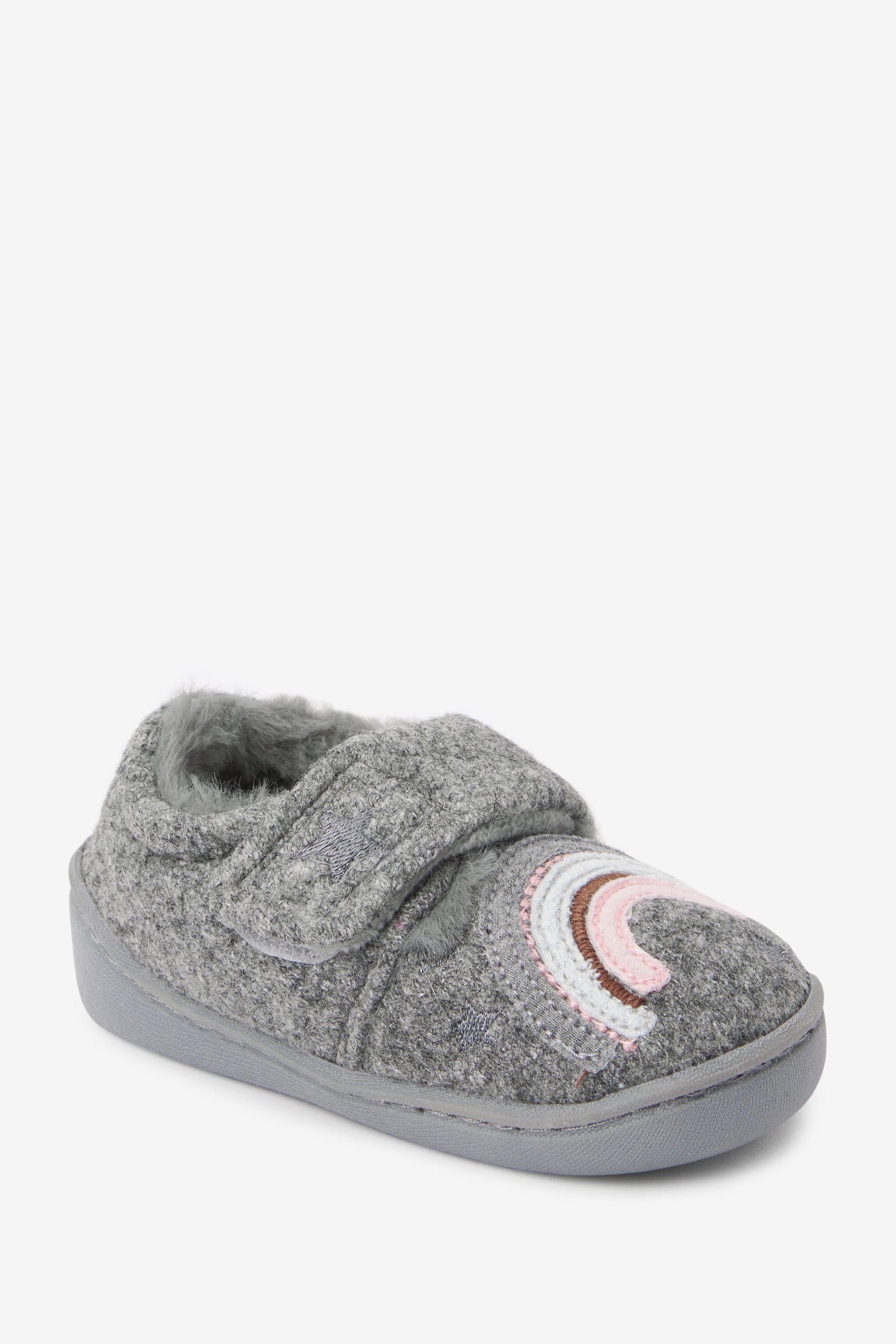 Grey Rainbow Cupsole Slippers