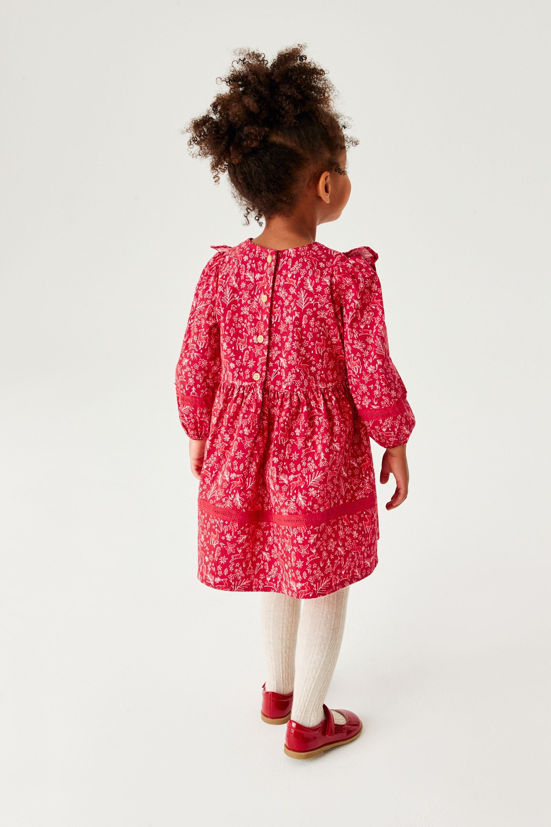 Red Printed Lace Trim Dress (3mths-7yrs)