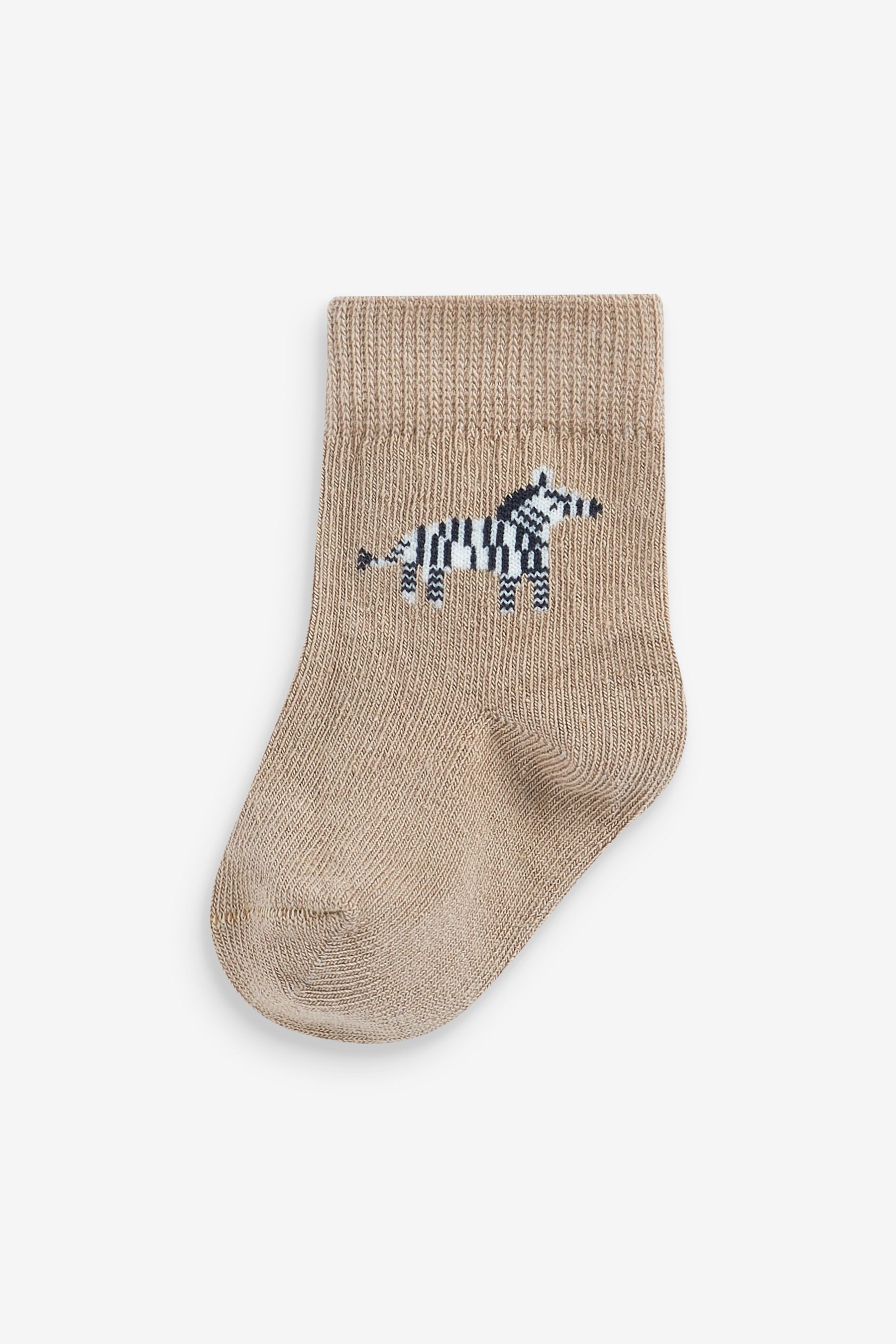 Grey Zebra 5 Pack Baby Socks (0mths-2yrs)